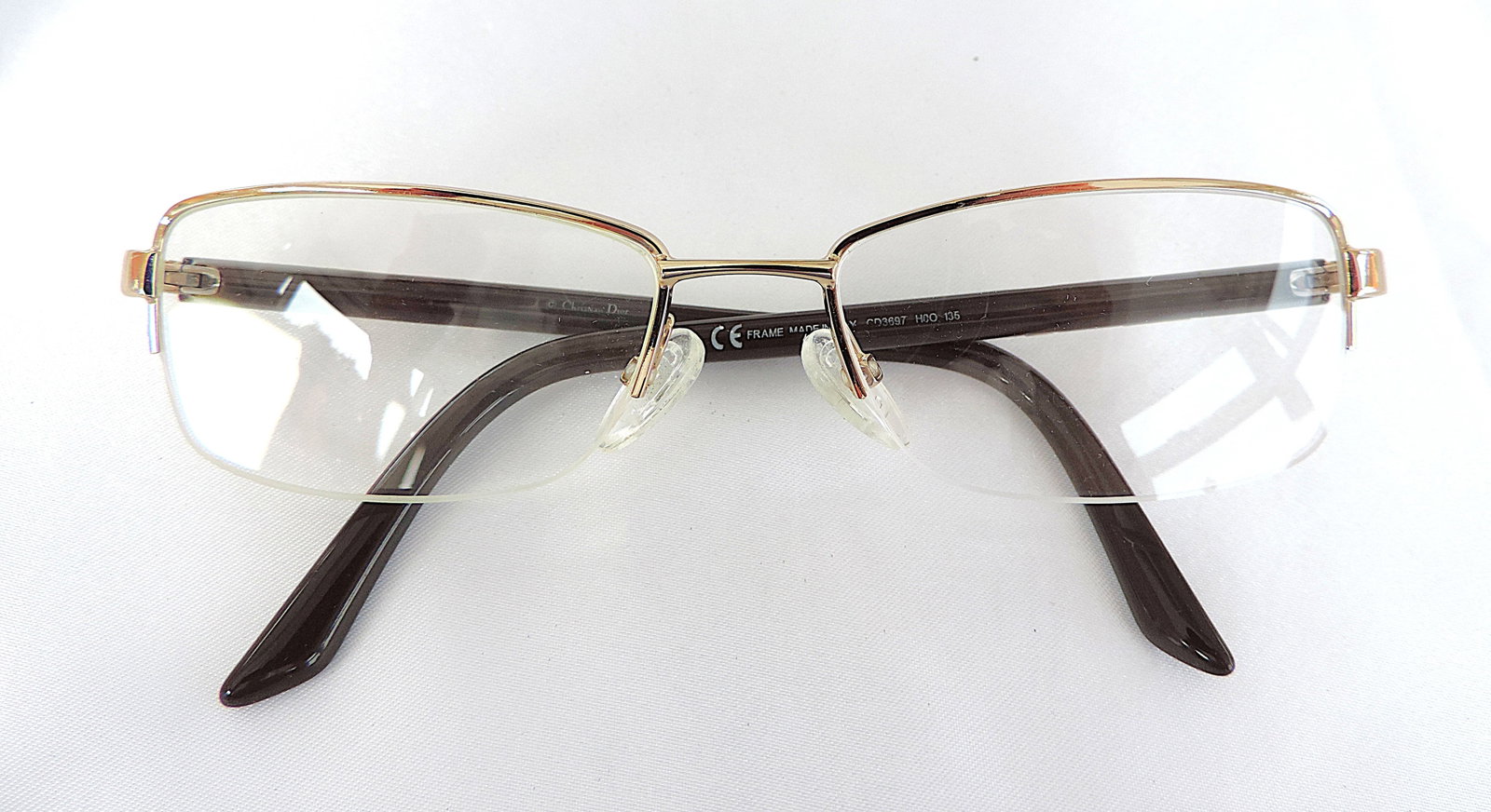 Christian Dior Prescription Glasses Frames Gold With Crystal Accents Includes Case - 3