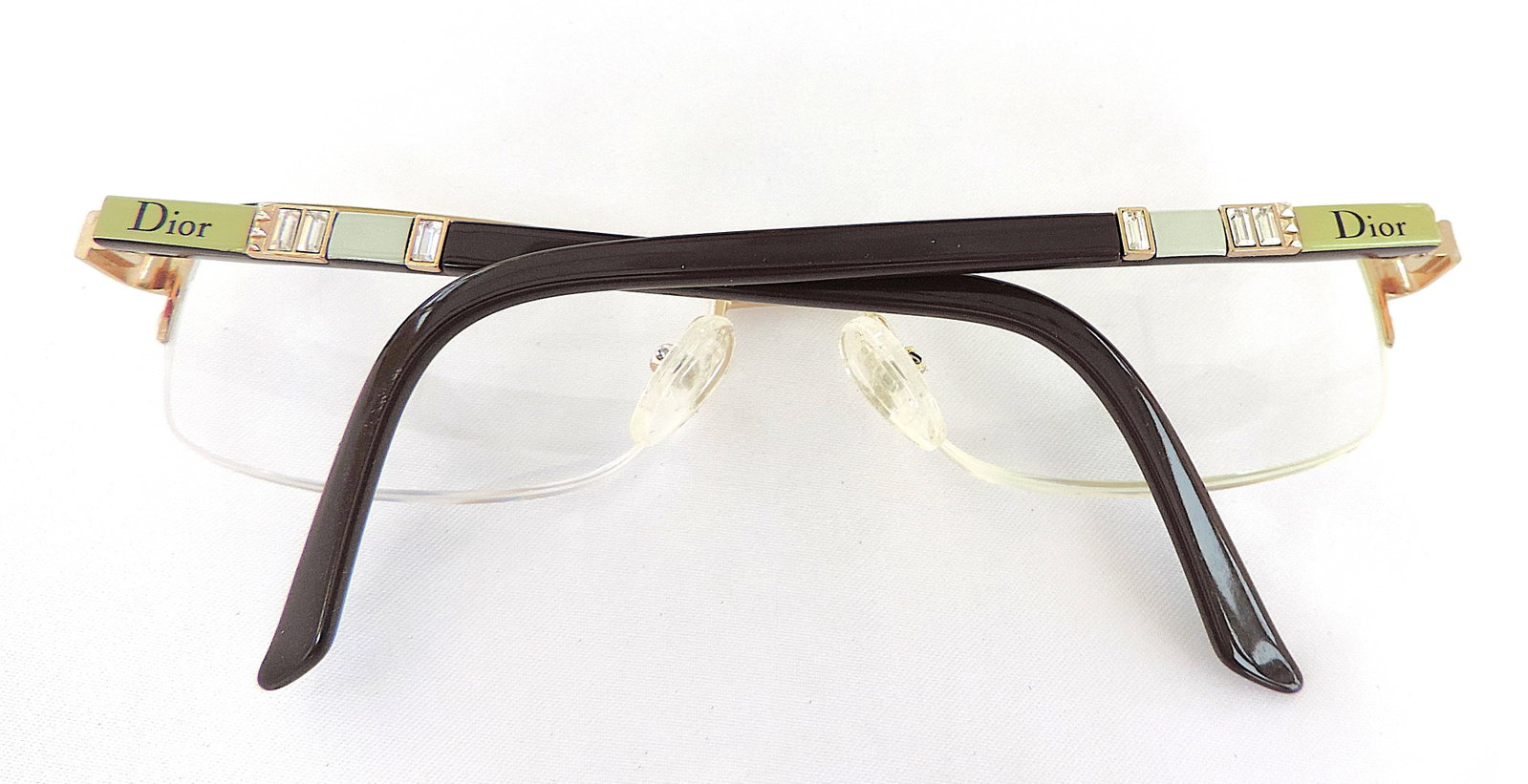 Christian Dior Prescription Glasses Frames Gold With Crystal Accents Includes Case - 4
