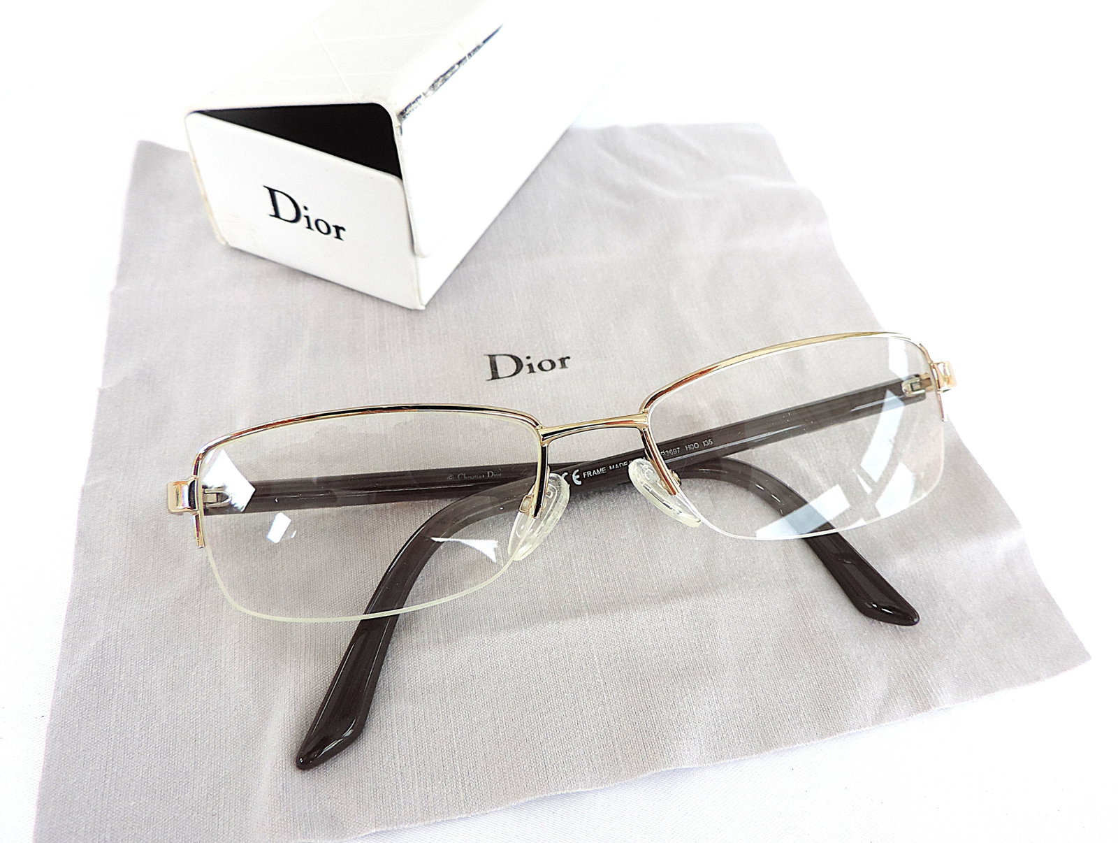 Christian Dior Prescription Glasses Frames Gold With Crystal Accents Includes Case - 8