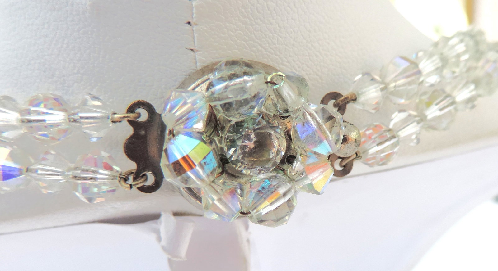 Vintage Aurora Borealis Two Stand Necklace - 3