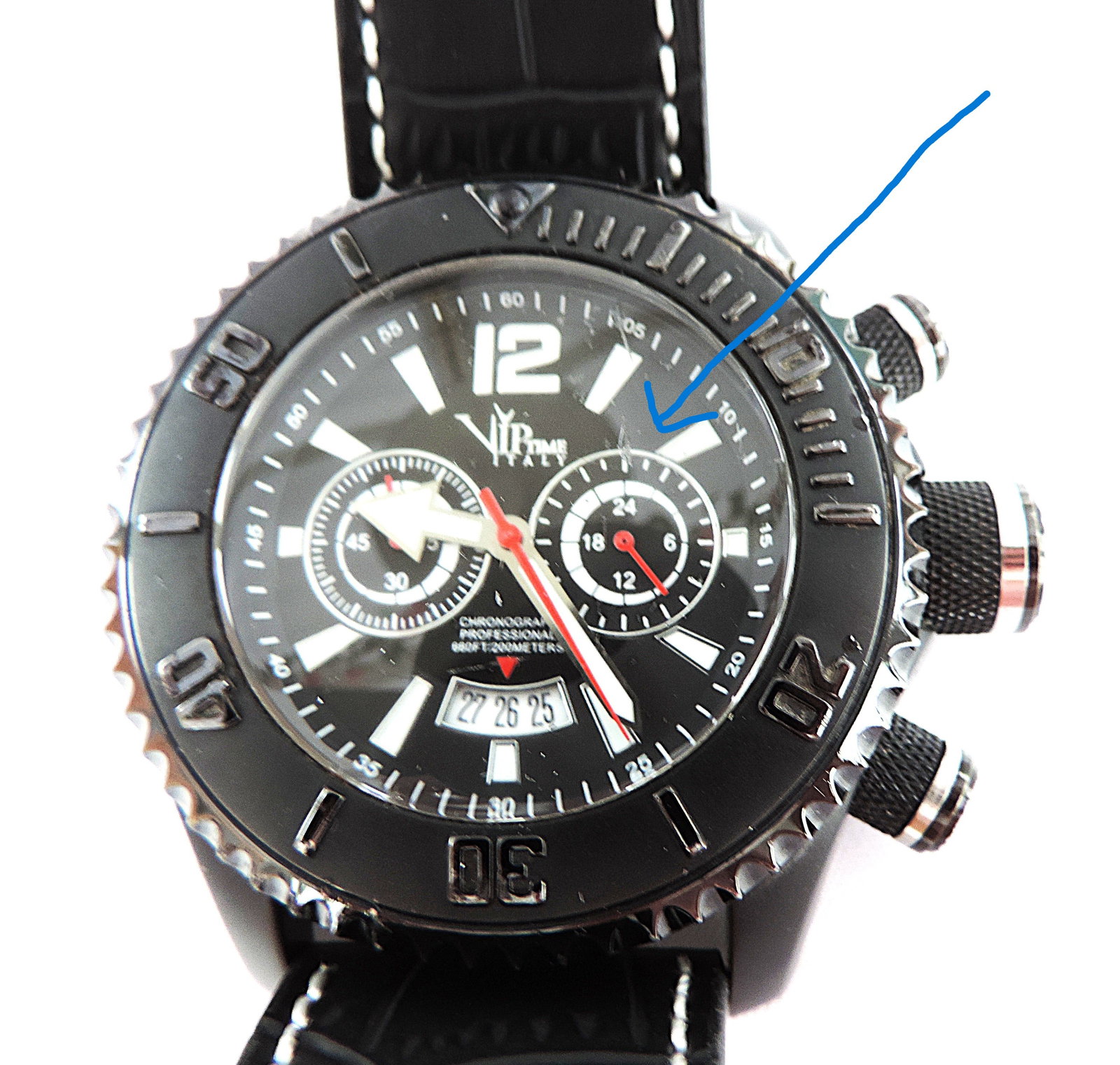 Men's VIP Time Italy Black Chronograph 200m Diver Watch - 7