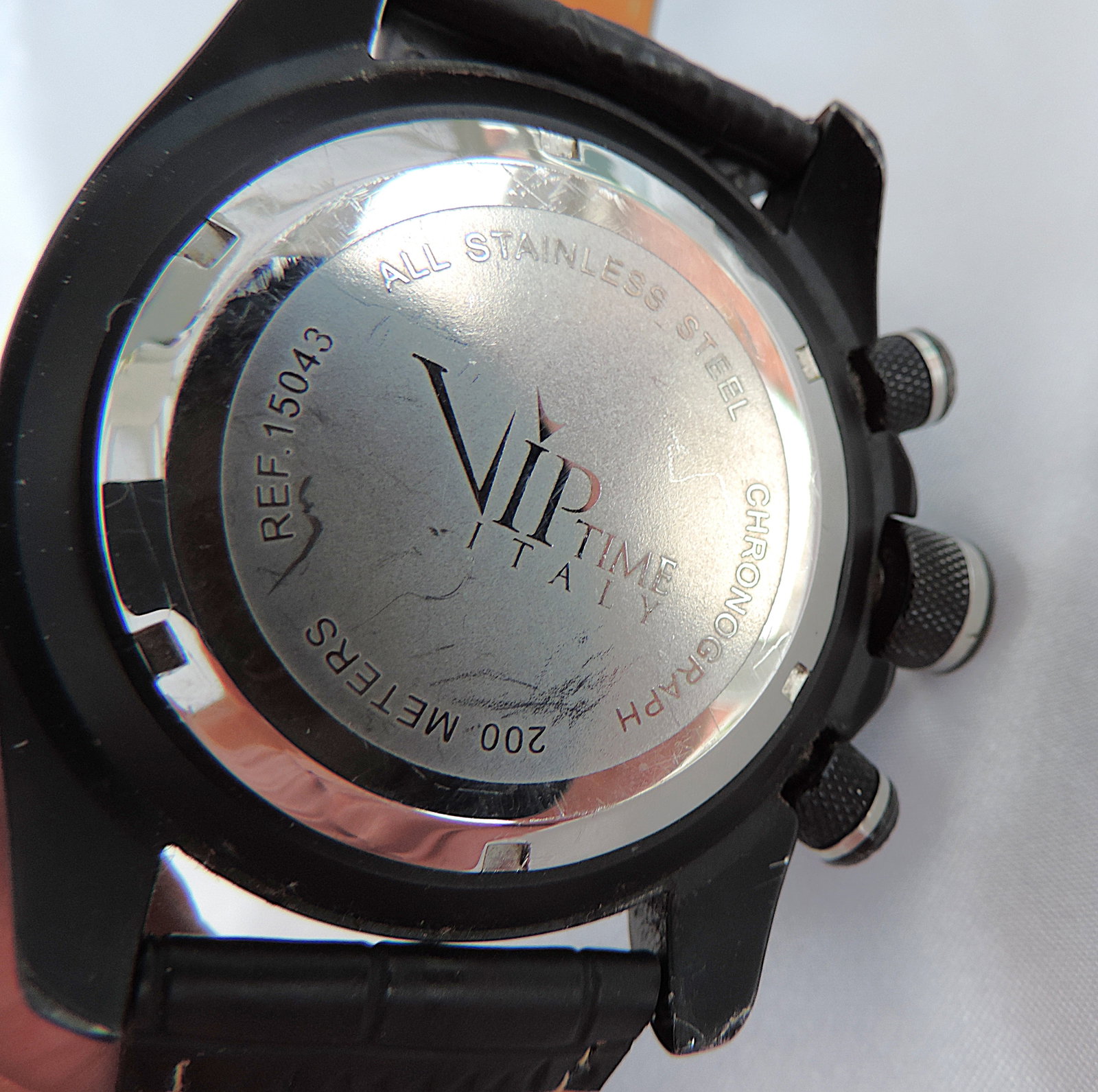Men's VIP Time Italy Black Chronograph 200m Diver Watch - 8