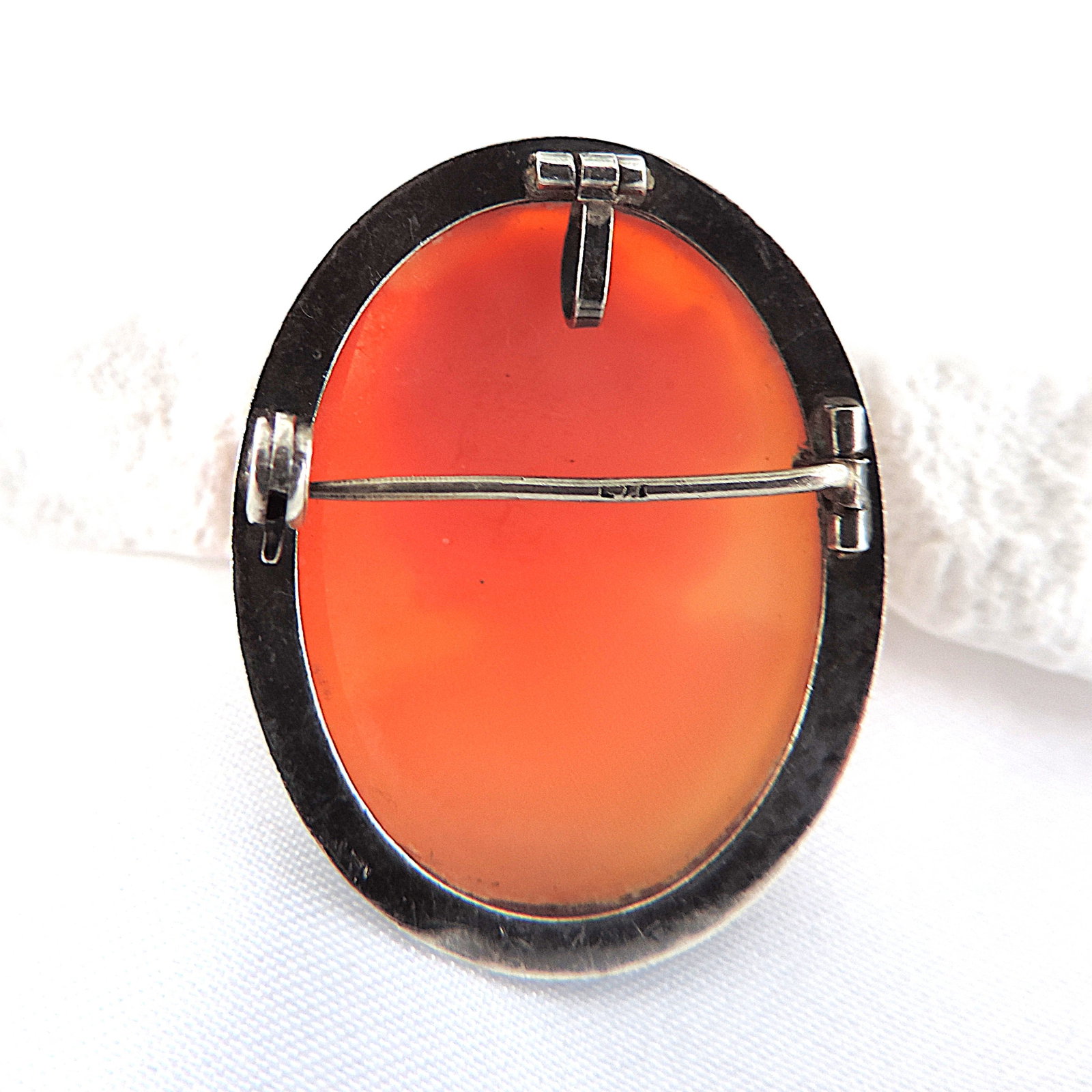 Antique Sterling Silver Cameo Brooch - 5