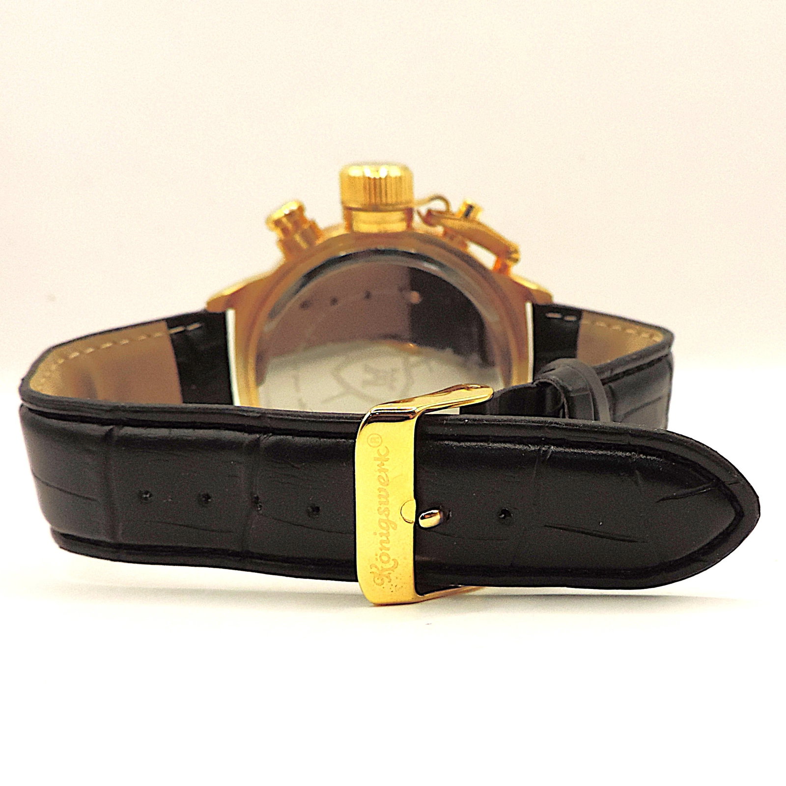Koniswerk Chronograph Tachymeter Quartz Watch Black Leather Strip - 4