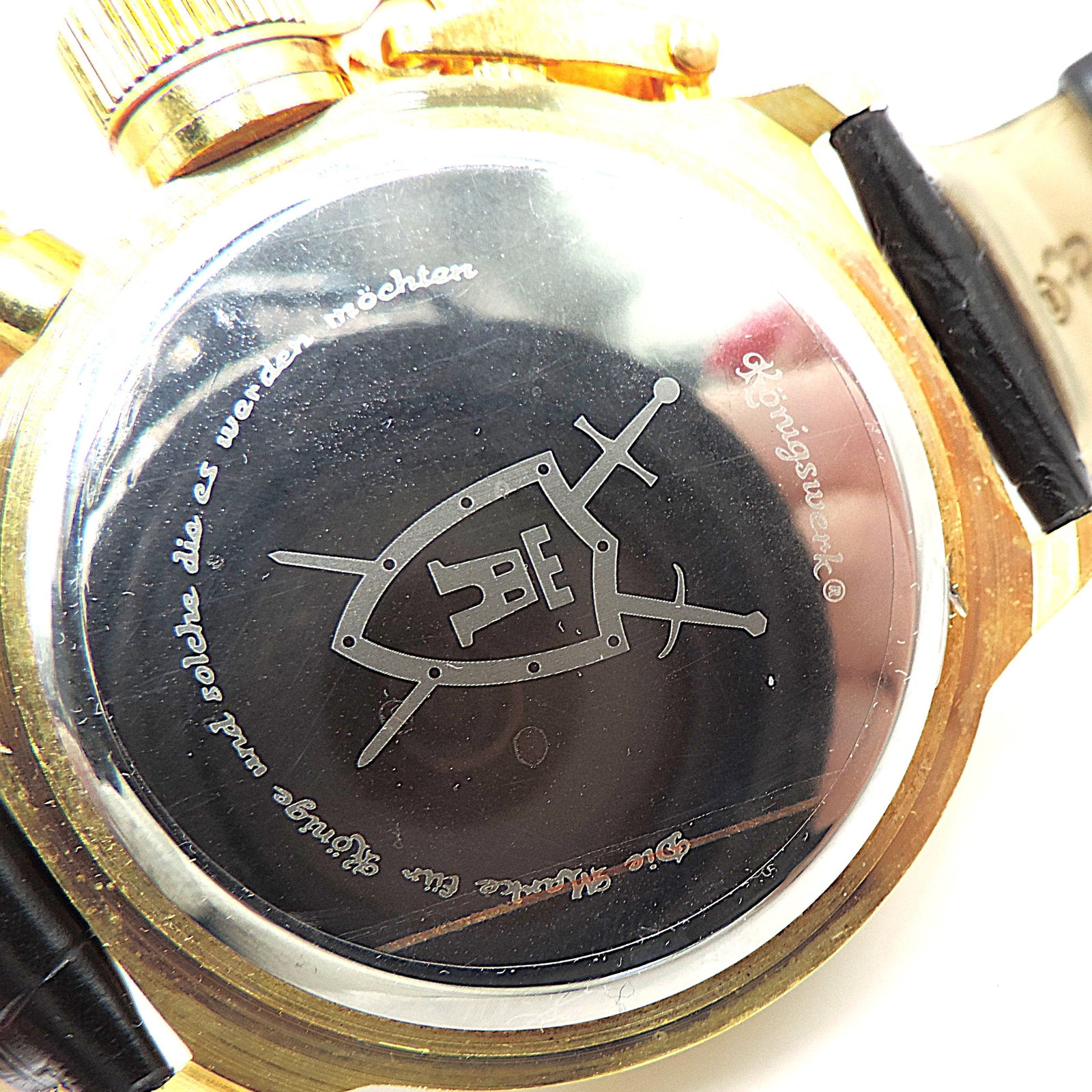 Koniswerk Chronograph Tachymeter Quartz Watch Black Leather Strip - 6