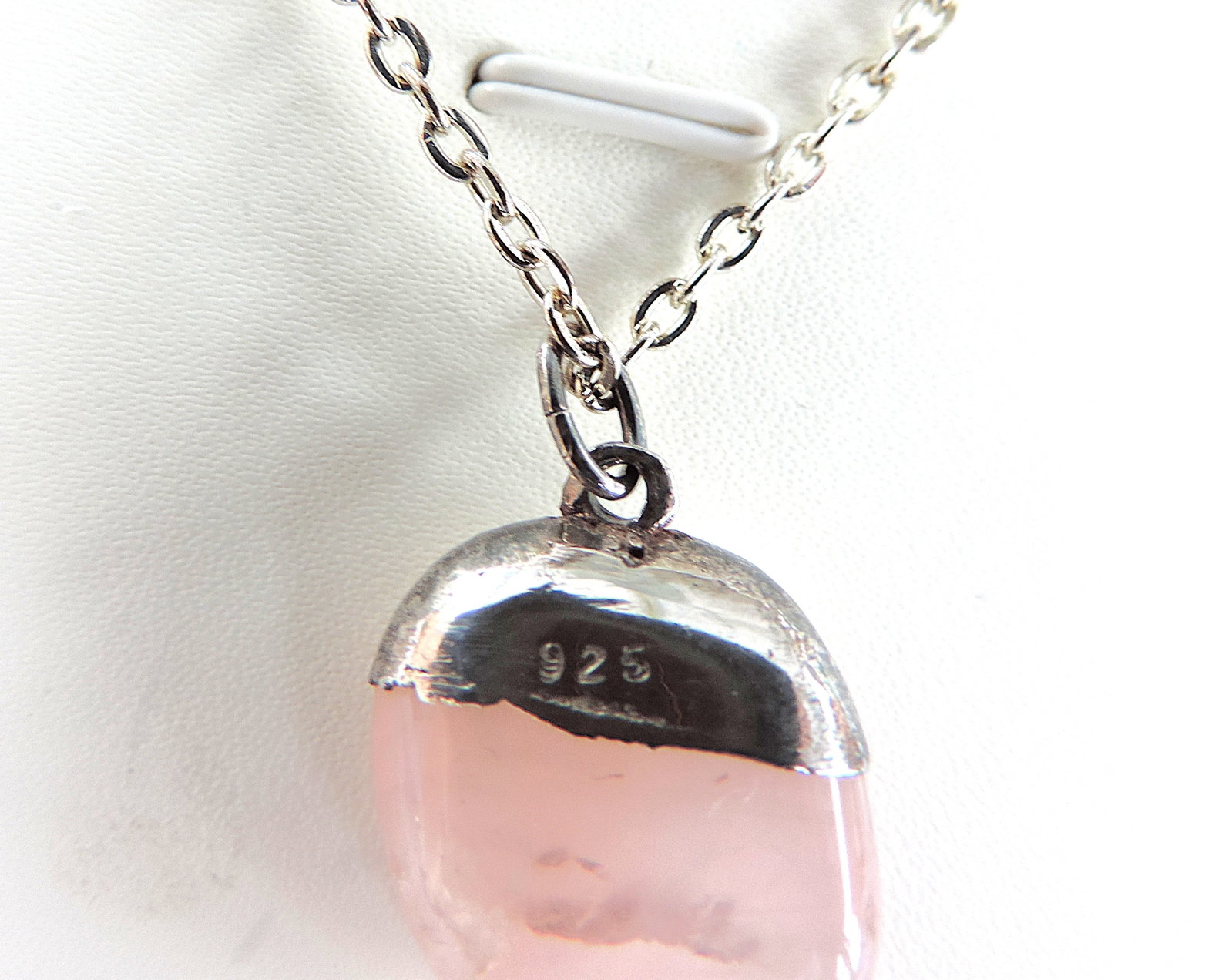Artisan 925 Silver Organic Rose Quartz Necklace - 4