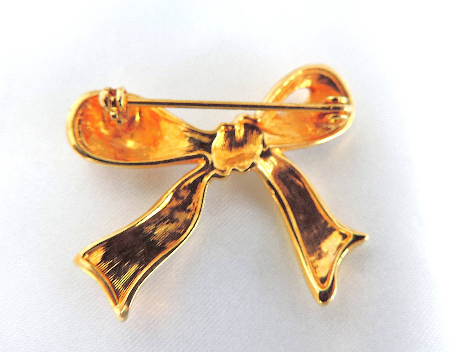 Vintage 18k Gold Plated Austrian Crystal Bow Brooch c.1980's - 3