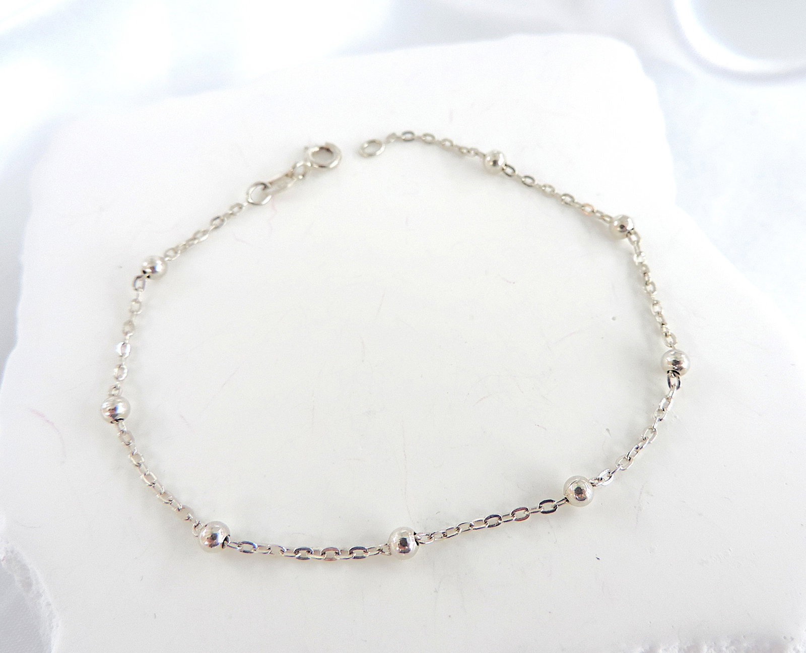 925 Sterling Silver Ball Chain Bracelet 'New' - 3