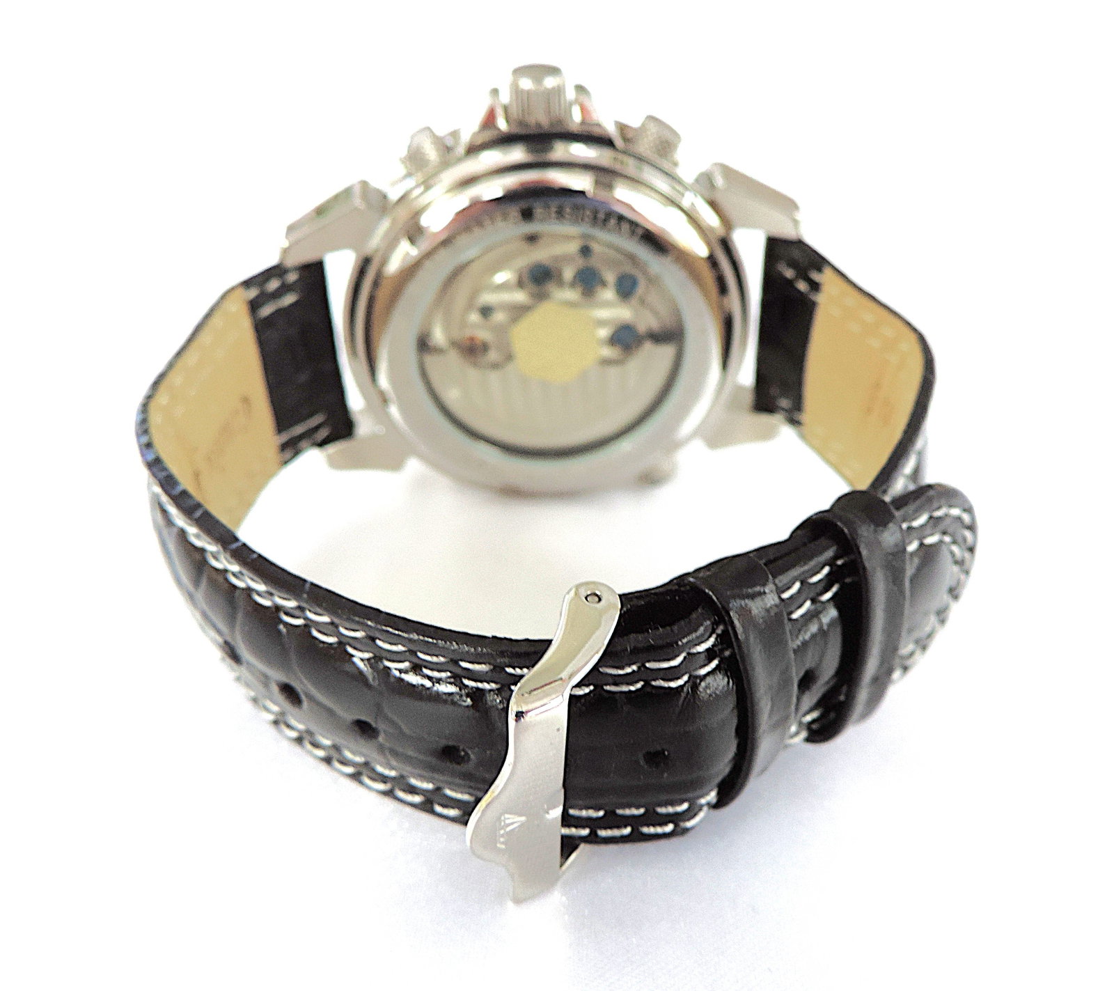 Yves Camani Automatic Watch YC1029-G World Timer Black Leather Strap 'New' - 5
