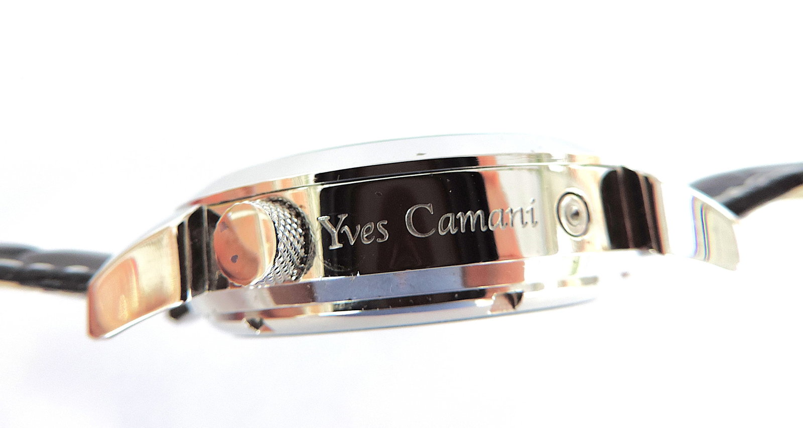 Yves Camani Automatic Watch YC1029-G World Timer Black Leather Strap 'New' - 8
