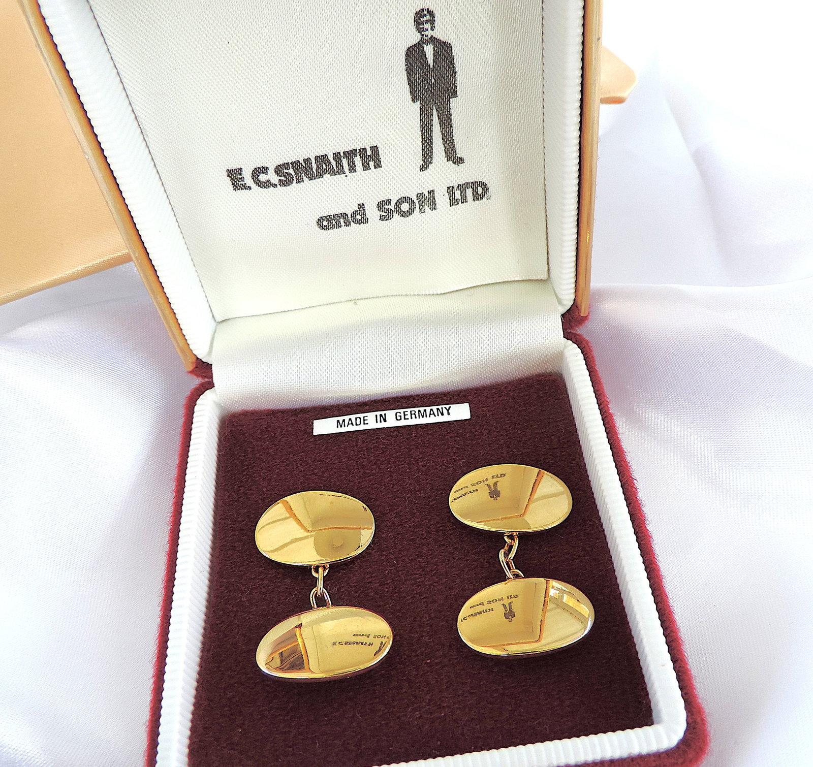 Vintage Gold Plated Cufflinks Made In West Germany Original Box - 4
