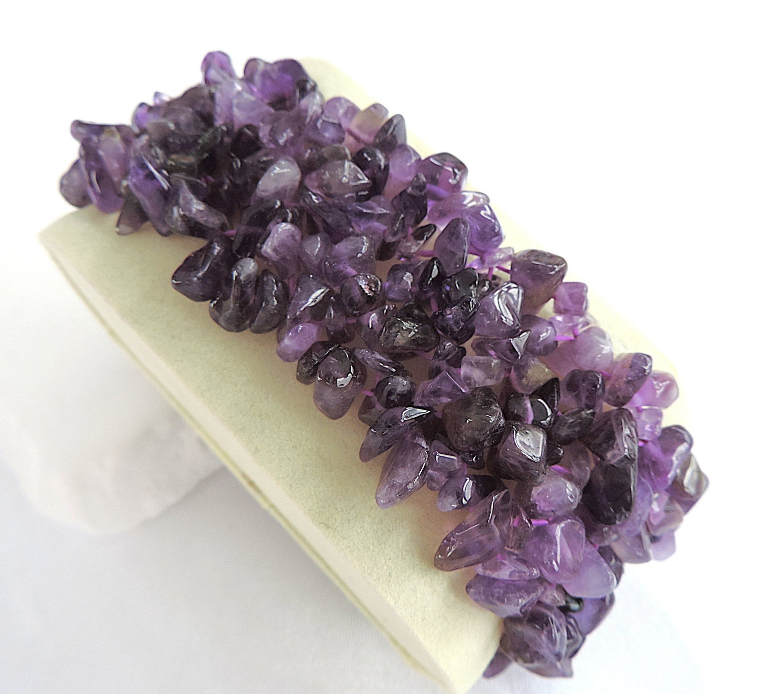 Chunky Amethyst Stone Chip Stretch Bracelet 'New' - 3