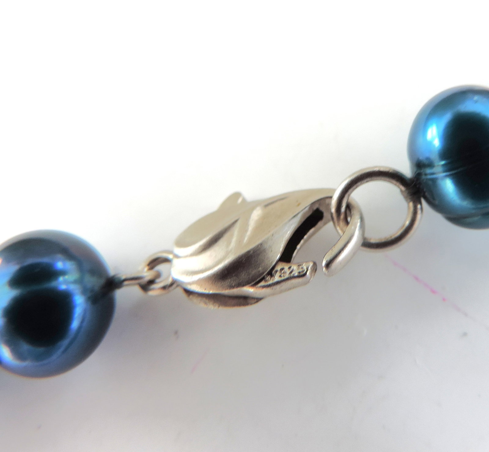 Honora 925 Silver Peacock Blue Freshwater Pearl Necklace, Bracelet & Earrings New Boxed - 6