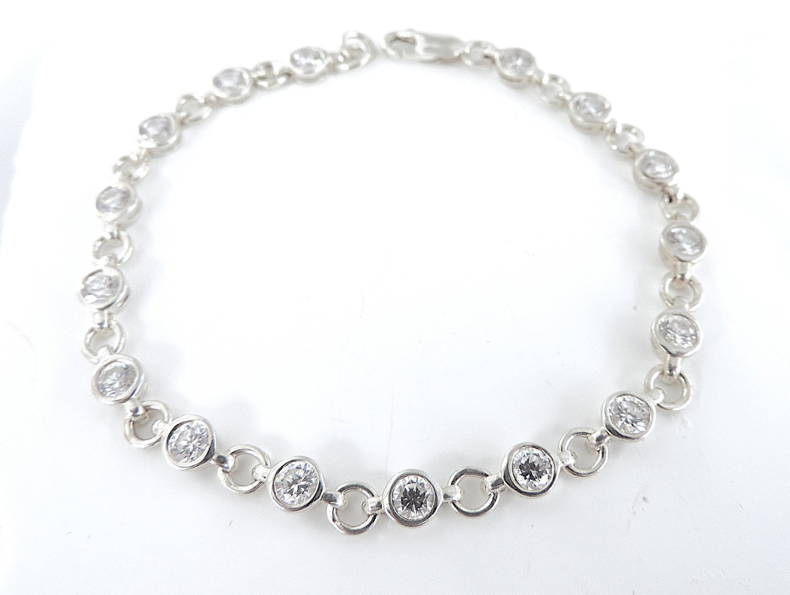 925 Sterling Silver Simulated Diamond Tennis Bracelet - 2