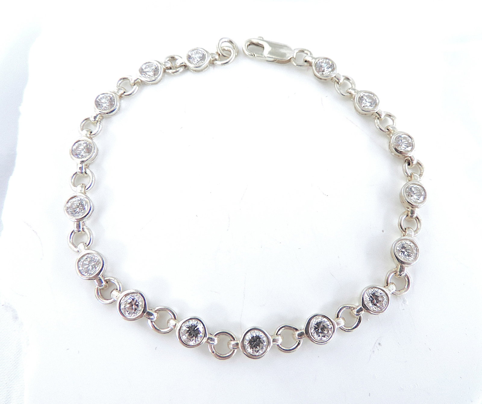 925 Sterling Silver Simulated Diamond Tennis Bracelet - 5