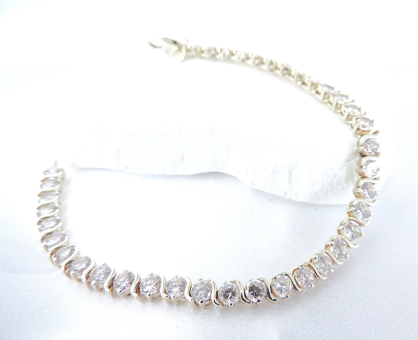 925 Silver 6 Carat CZ GemstoneTennis Bracelet - 4