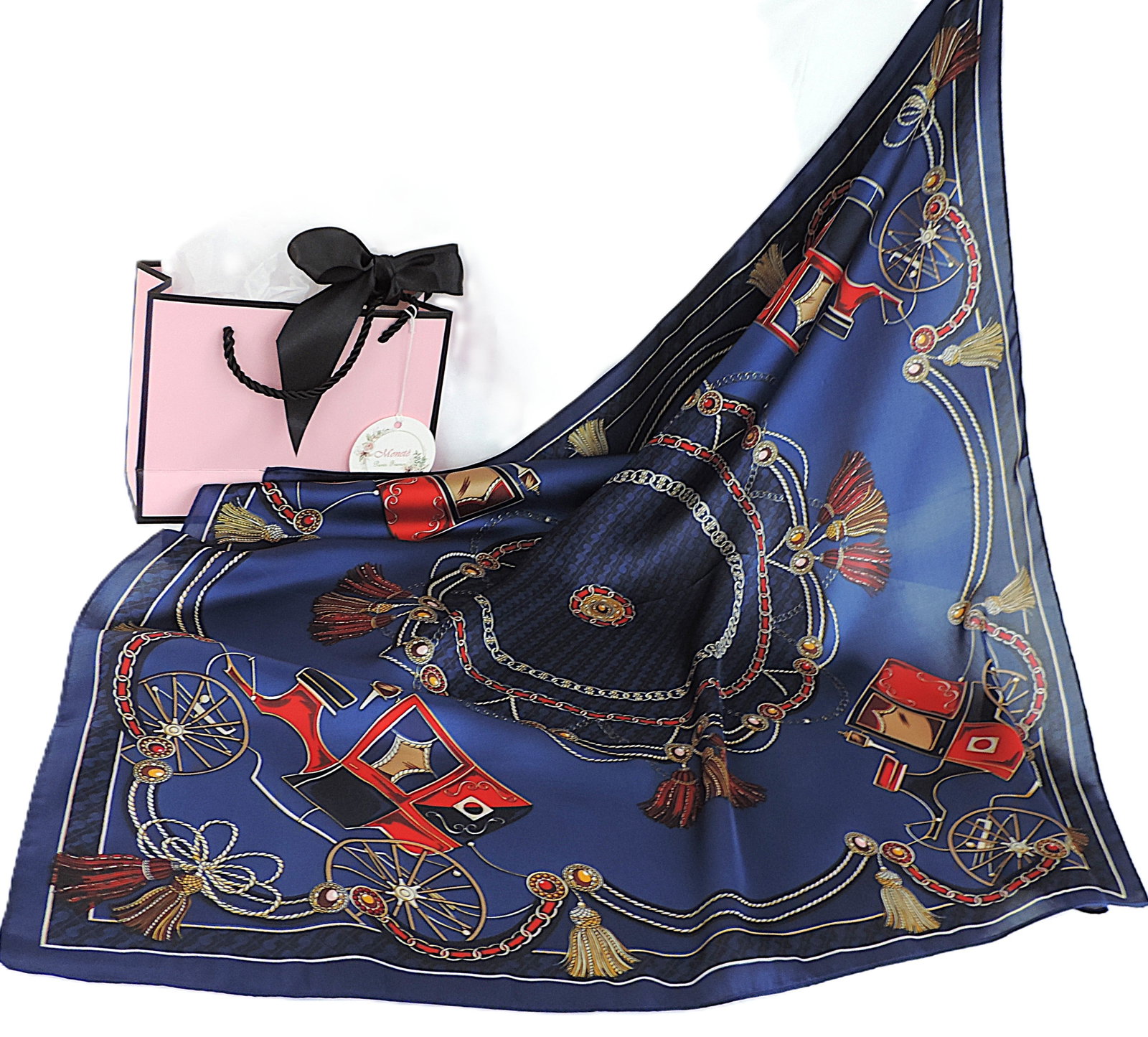 Moneté Paris 100% Silk Equestrian Style Print Scarf 'New': Title: Moneté Paris 100% Silk Equestrian Style Print Scarf 'New' Description: A beautiful Moneté Paris, France 100% silk equestrian print scarf measuring 63x63cm square. Include
