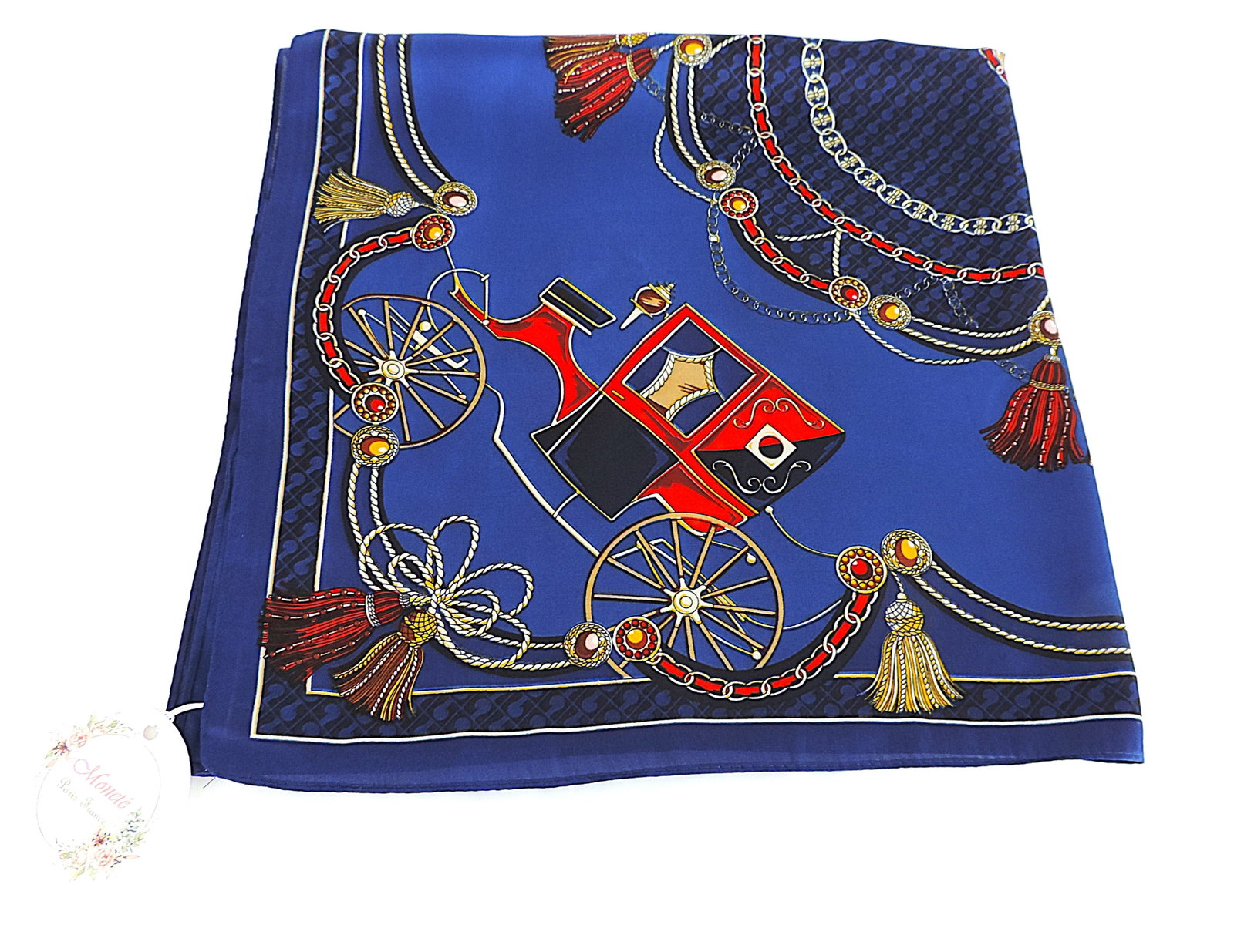 Moneté Paris 100% Silk Equestrian Style Print Scarf 'New' - 3