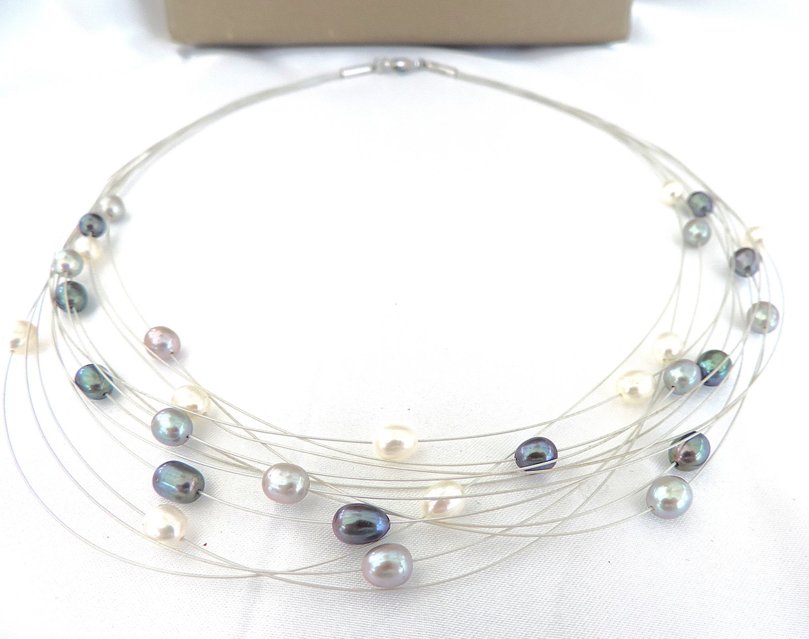 Honora Multi Strand Floating Pearl Necklace 925 Clasp New Boxed - 2