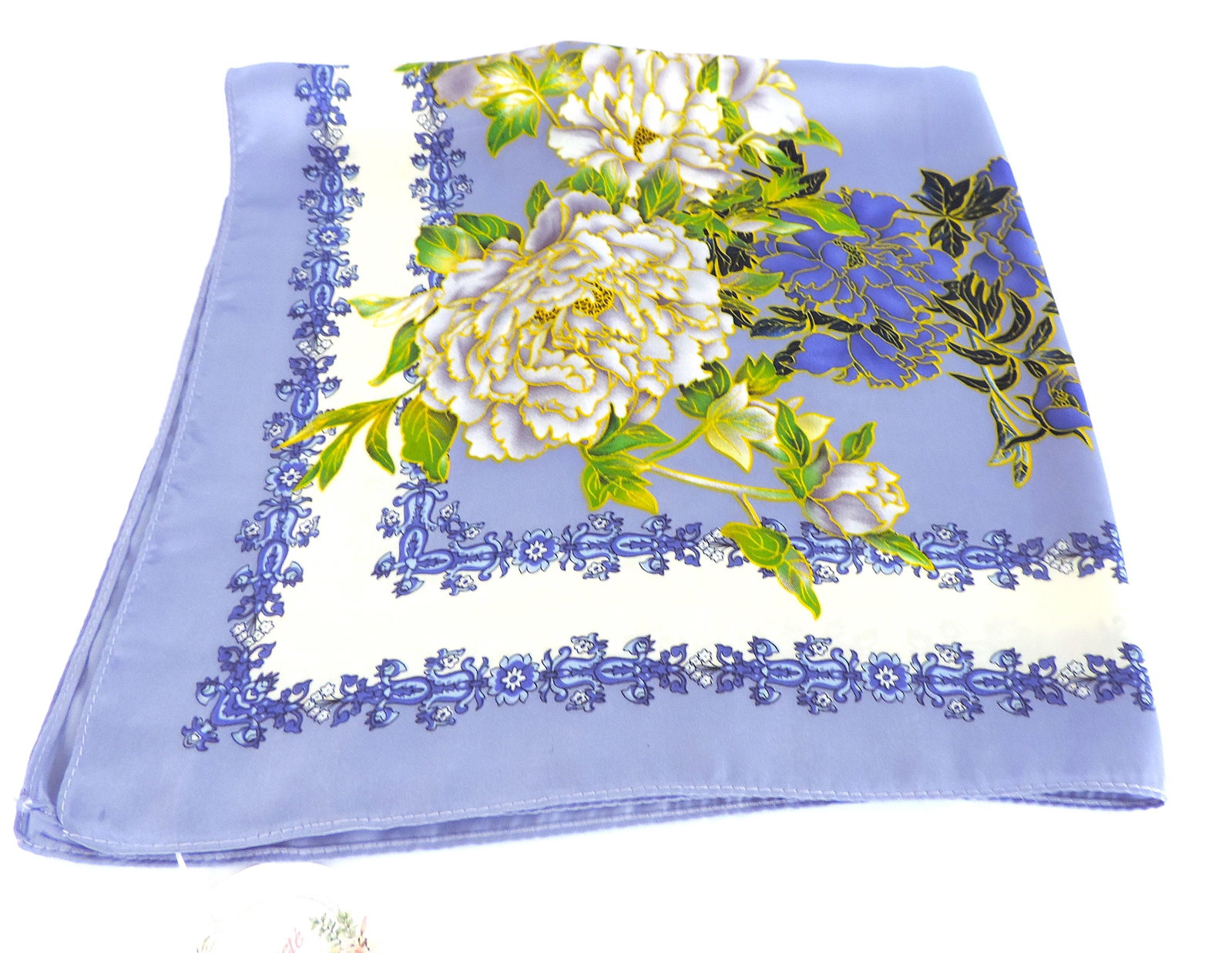 Moneté Paris 100% Silk Lilac Floral Print Scarf 'New' - 4