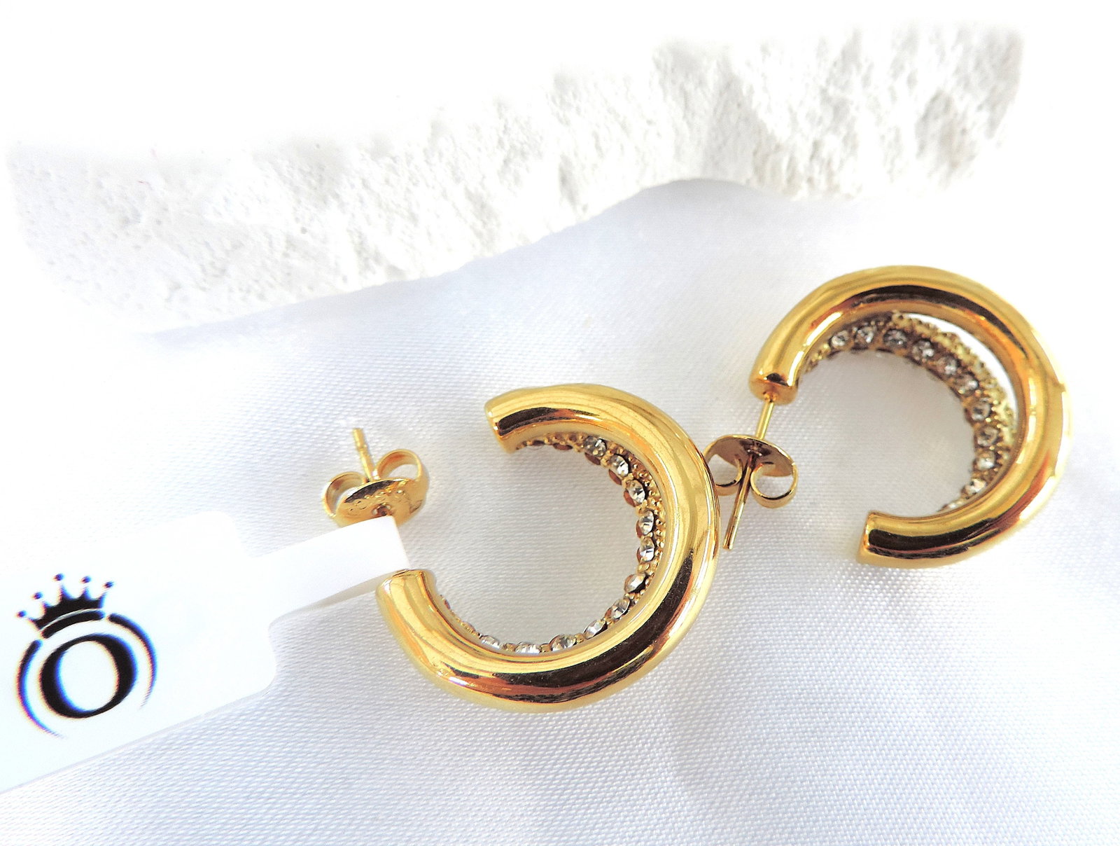 Orrevé Gold Plated CZ Gemstone Hoop Earrings - 3