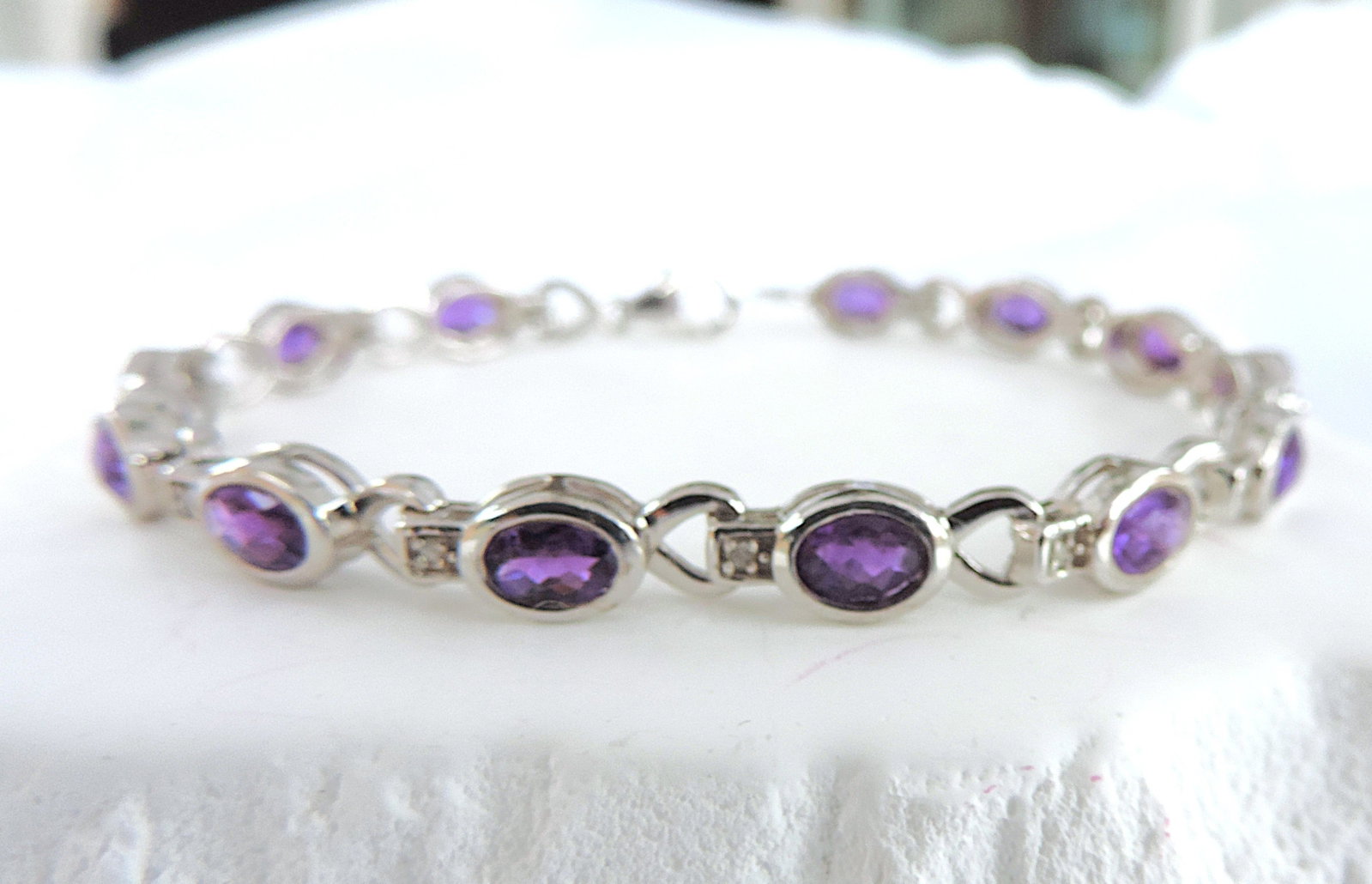 Artisan 925 Silver 5.85 Carat Amethyst Gemstone Bracelet - 3
