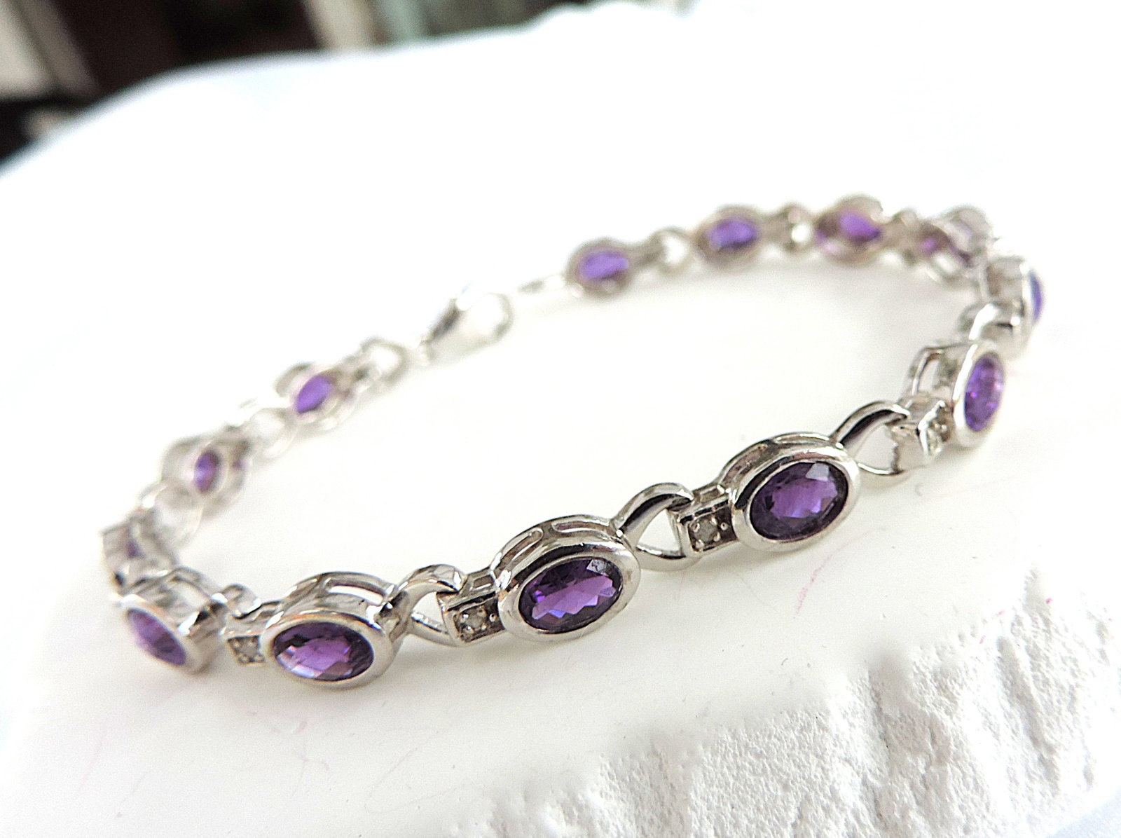 Artisan 925 Silver 5.85 Carat Amethyst Gemstone Bracelet - 4