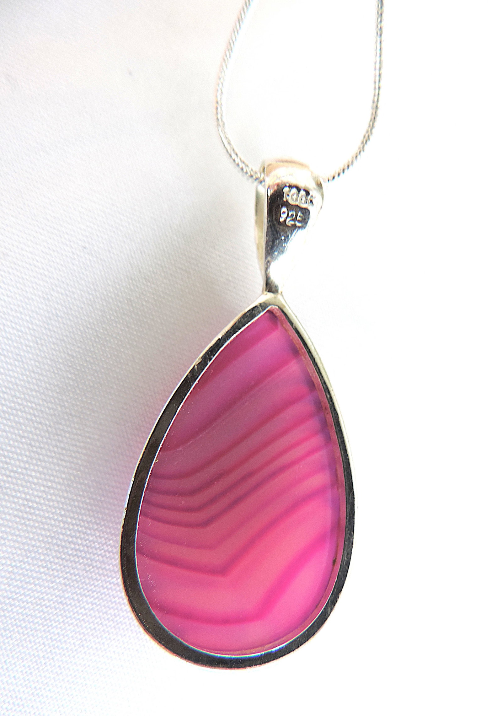 925 Silver Cabochon Purple Gemstone Teardrop Necklace 'New' - 4