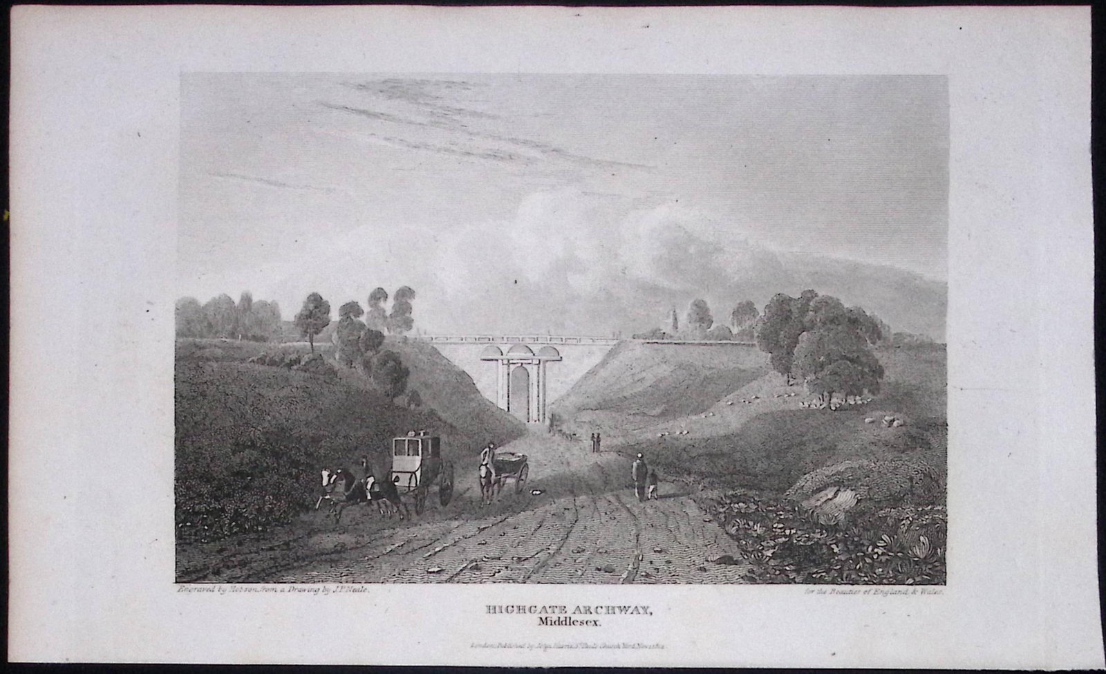 London Highgate Archway Antique 200 Years-Old Steel-Engraving-110: Title: London Highgate Archway Antique 200 Years-Old Steel-Engraving-110 Description: This London Georgian Antique Print Was Removed from a First Edition of. The Beauties of England and Wales Antique