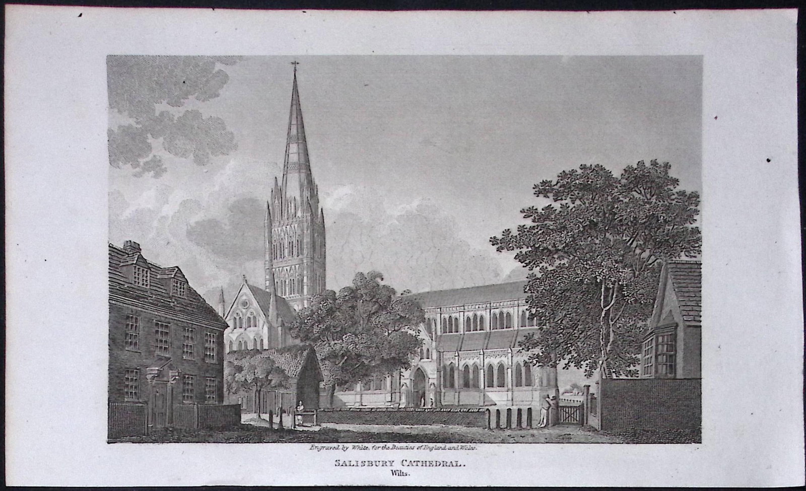 Salisbury Cathedral Wiltshire Antique 211 Years-Old Georgian Steel-Engraving-497: Title: Salisbury Cathedral Wiltshire Antique 211 Years-Old Georgian Steel-Engraving-497 Description: This Wiltshire Georgian Antique Print Was Removed from a First Edition of. The Beauties of E