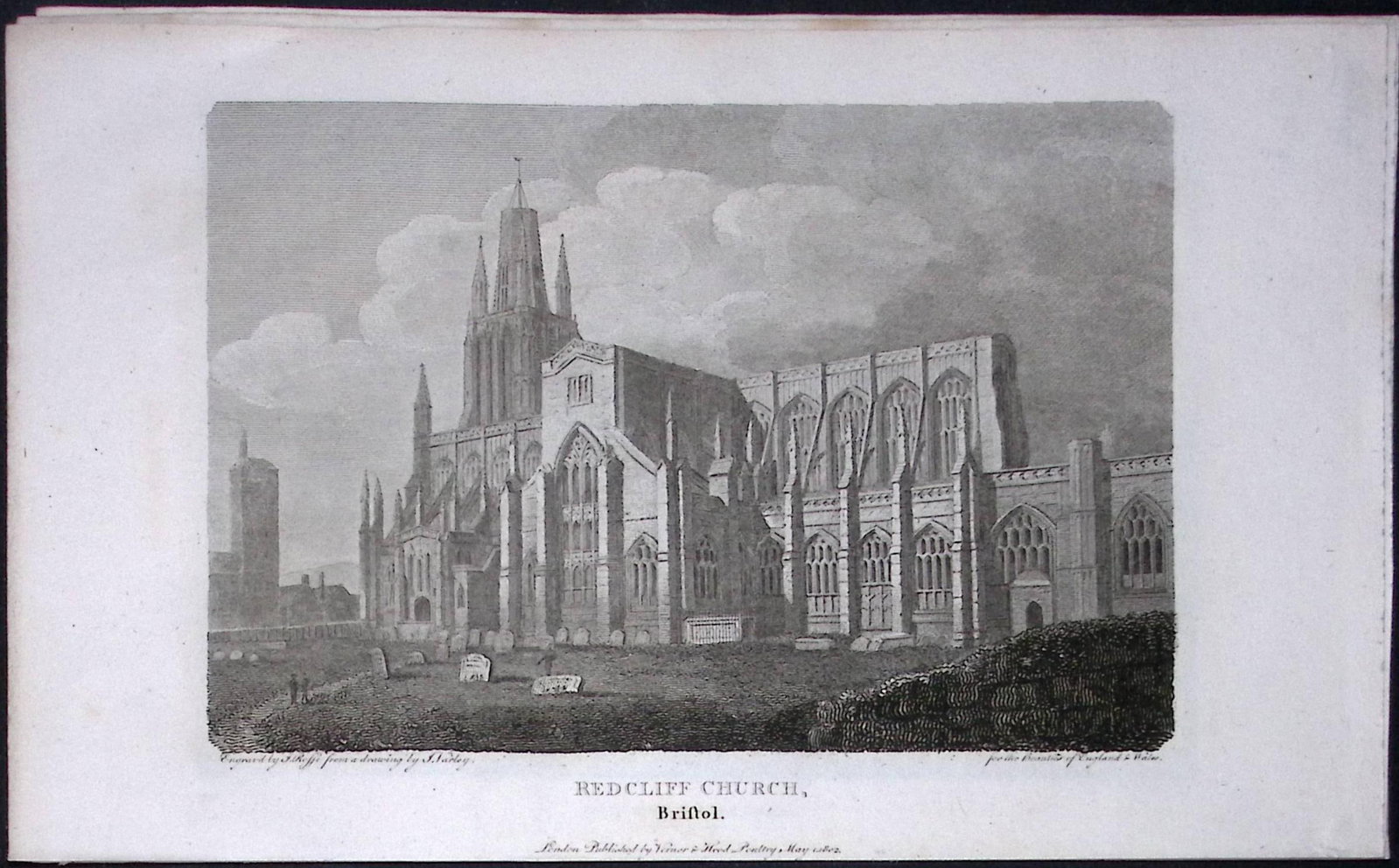 Redcliff Church Bristol Antique 224 Years-Old Georgian Steel-Engraving-496 (1 of 2)