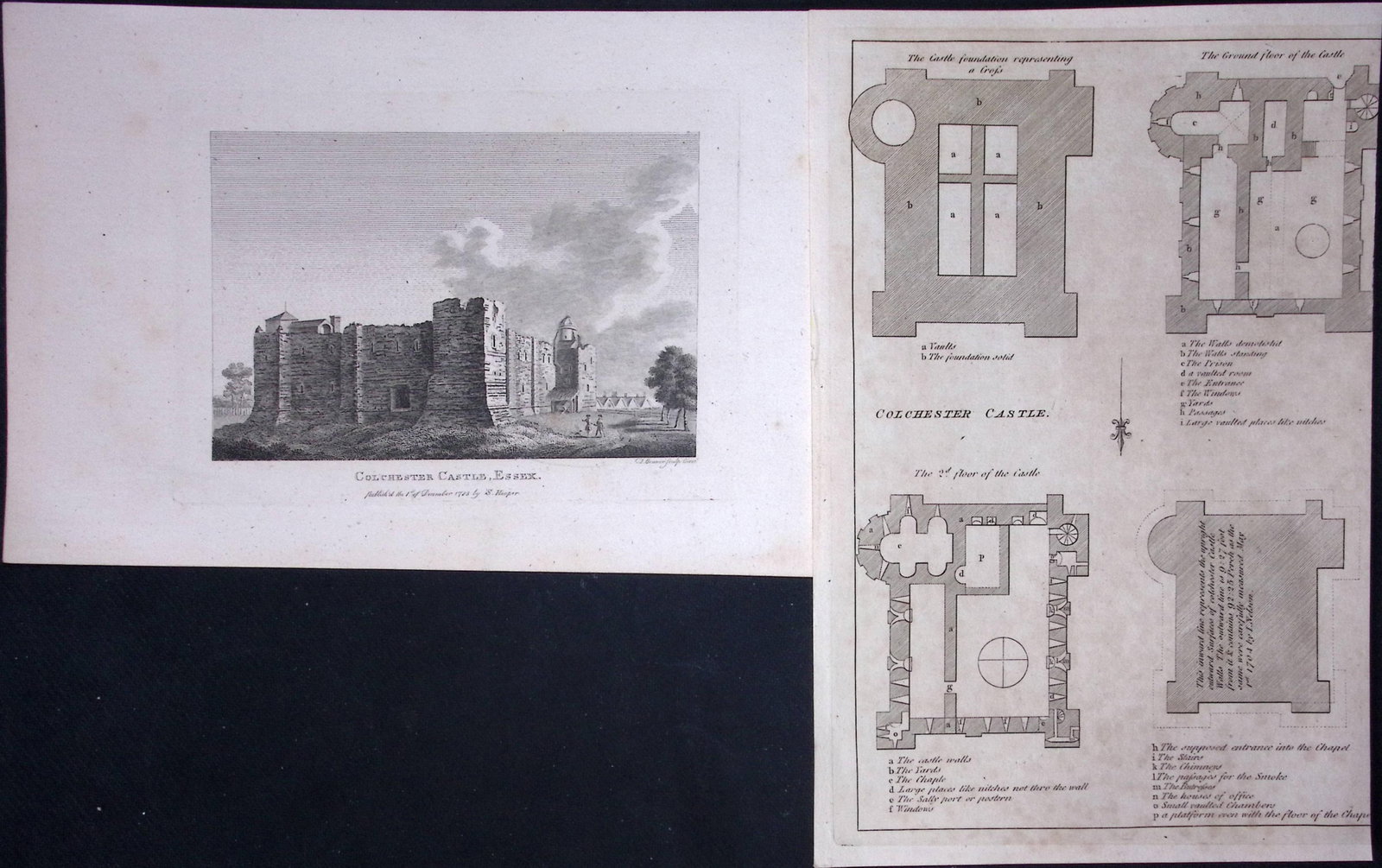 Essex Colchester Castle & Plan Francis Grose Rare 240 Years-Old Copper Engraving-33: Title: Essex Colchester Castle & Plan Francis Grose Rare 240 Years-Old Copper Engraving-33 Description: These Antique Book Plates Was Removed from an 8 Volume Edition Francis Grose's Antiquitie