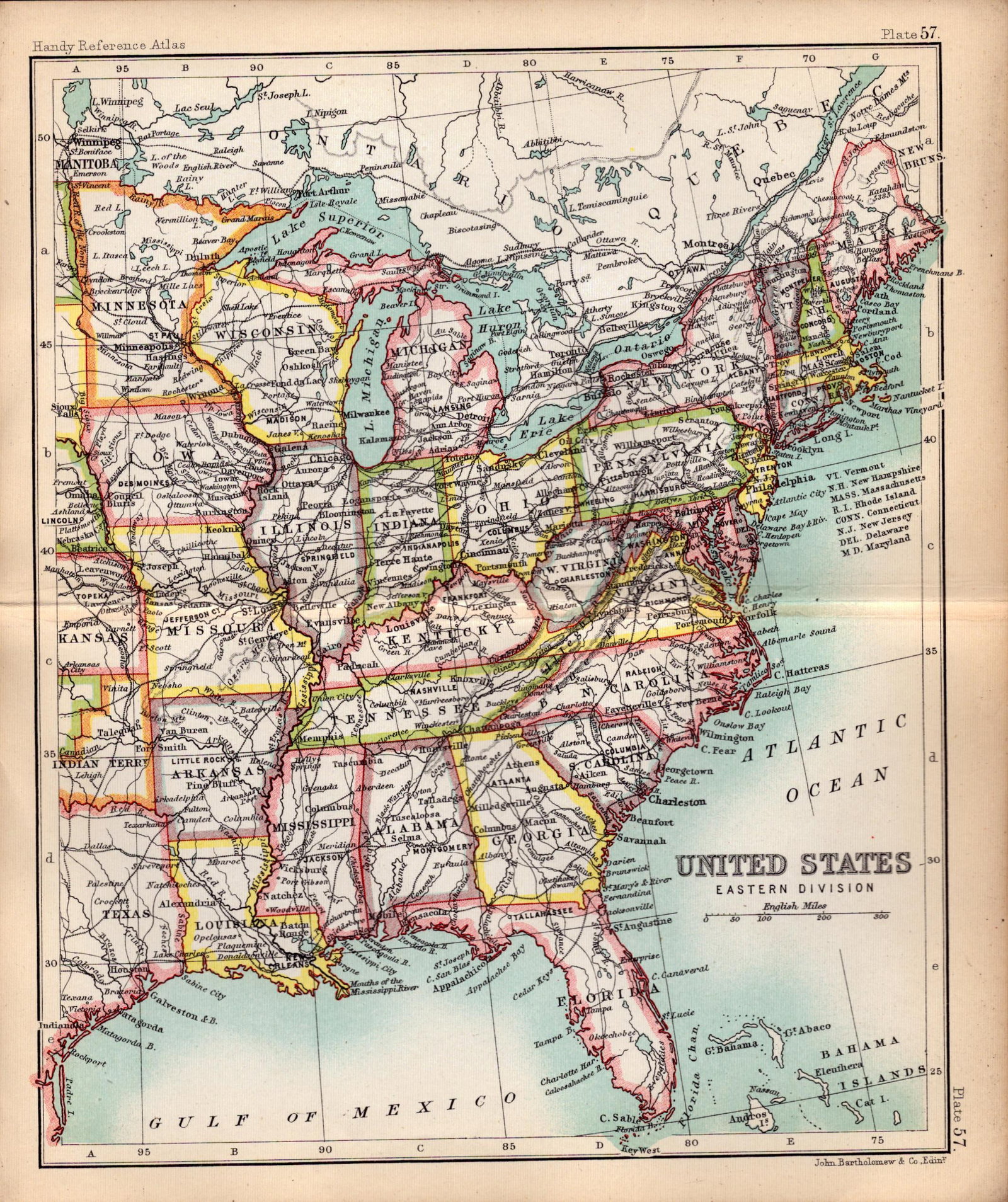 USA Eastern Division Double Sided Victorian Antique 1896 Map.: Title: USA Eastern Division Double Sided Victorian Antique 1896 Map. Description: This Antique Double-Sided Map Has Been Removed From an. 1896 Edition Handy Reference Atlas by J. G. Bartholomew.