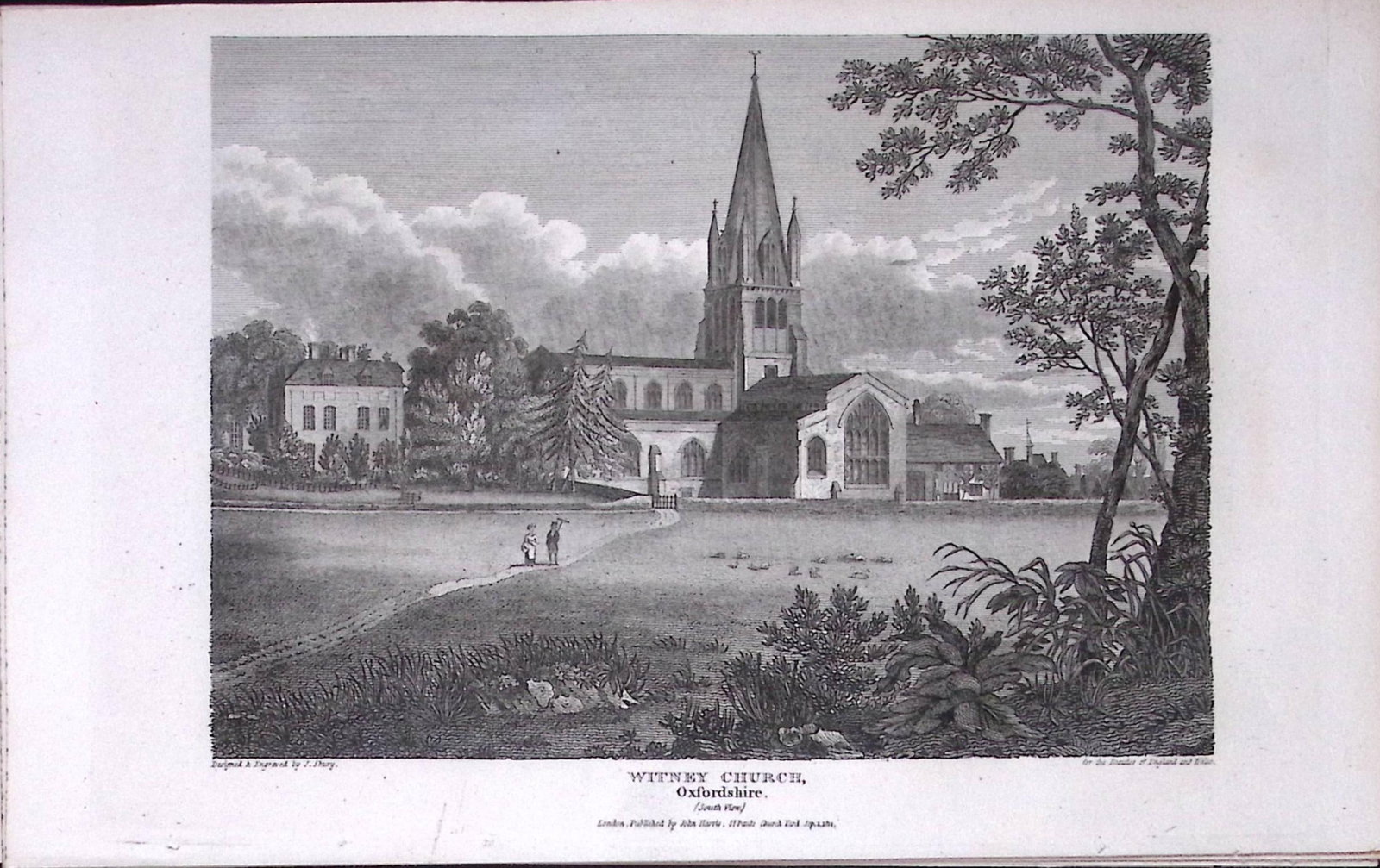 Witney Church Oxfordshire Antique 212 Years-Old Steel-Engraving-58 (1 of 2)