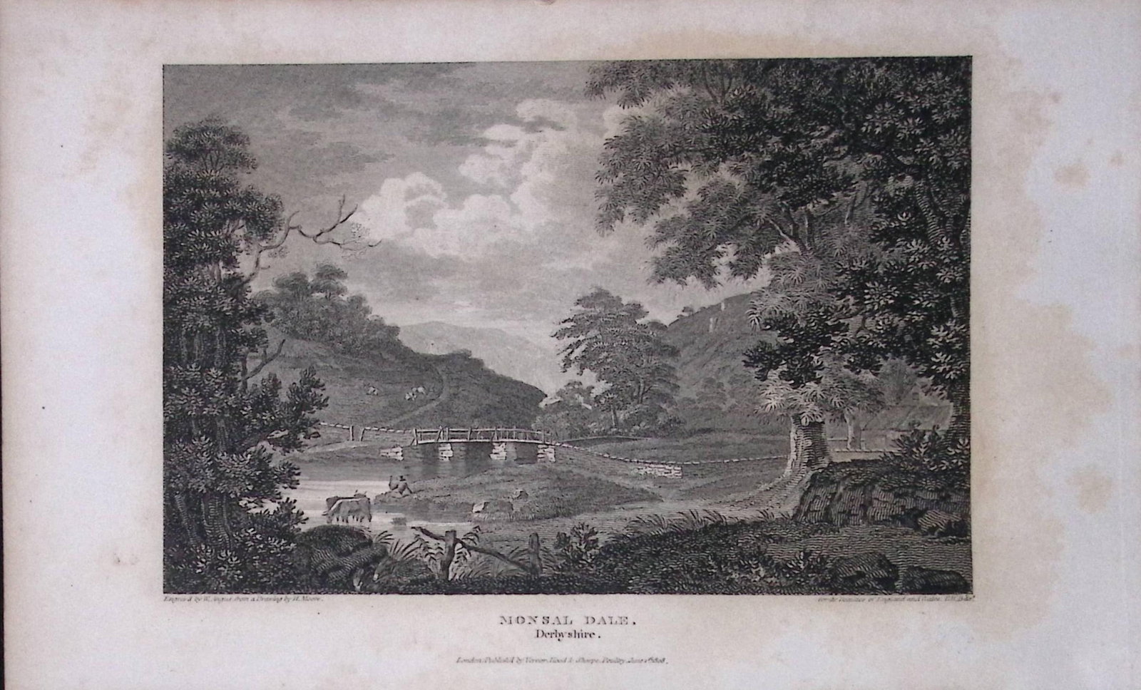 Monsal Dale Peak District Antique 223 Years-Old Georgian Steel-Engraving-281 (1 of 1)