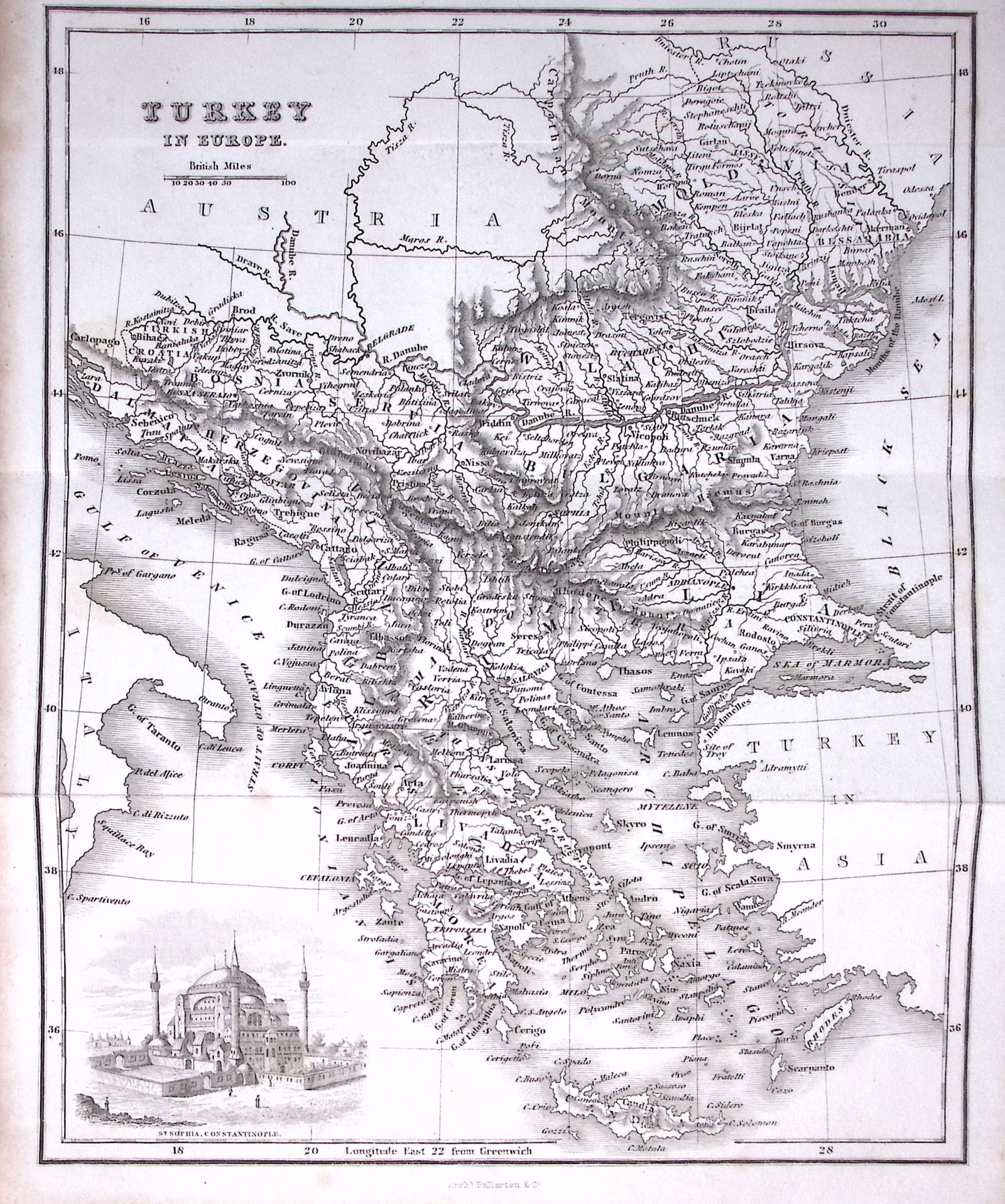 Turkey in Europe Detailed Antique 179-Year-Old Engraved Map-7-TR: Title: Turkey in Europe Detailed Antique 179-Year-Old Engraved Map-7-TR Description: This Antique Map was Removed from an Edition of. System of Geography By James Bell and Was Published By A Fu