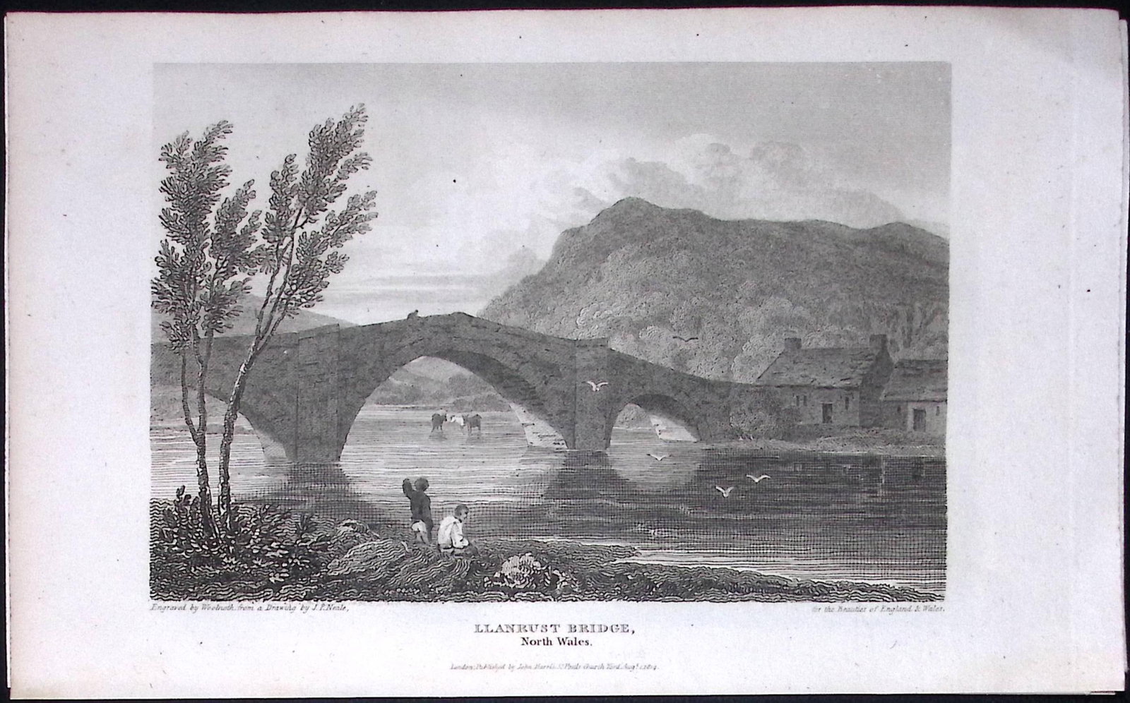 Llanrust Bridge Conwy Wales Antique 213 Years-Old Georgian Steel-Engraving-195: Title: Llanrust Bridge Conwy Wales Antique 213 Years-Old Georgian Steel-Engraving-195 Description: Llanrust Bridge Conwy Wales Antique 213 Years-Old Georgian Steel-Engraving-195 This North Wale