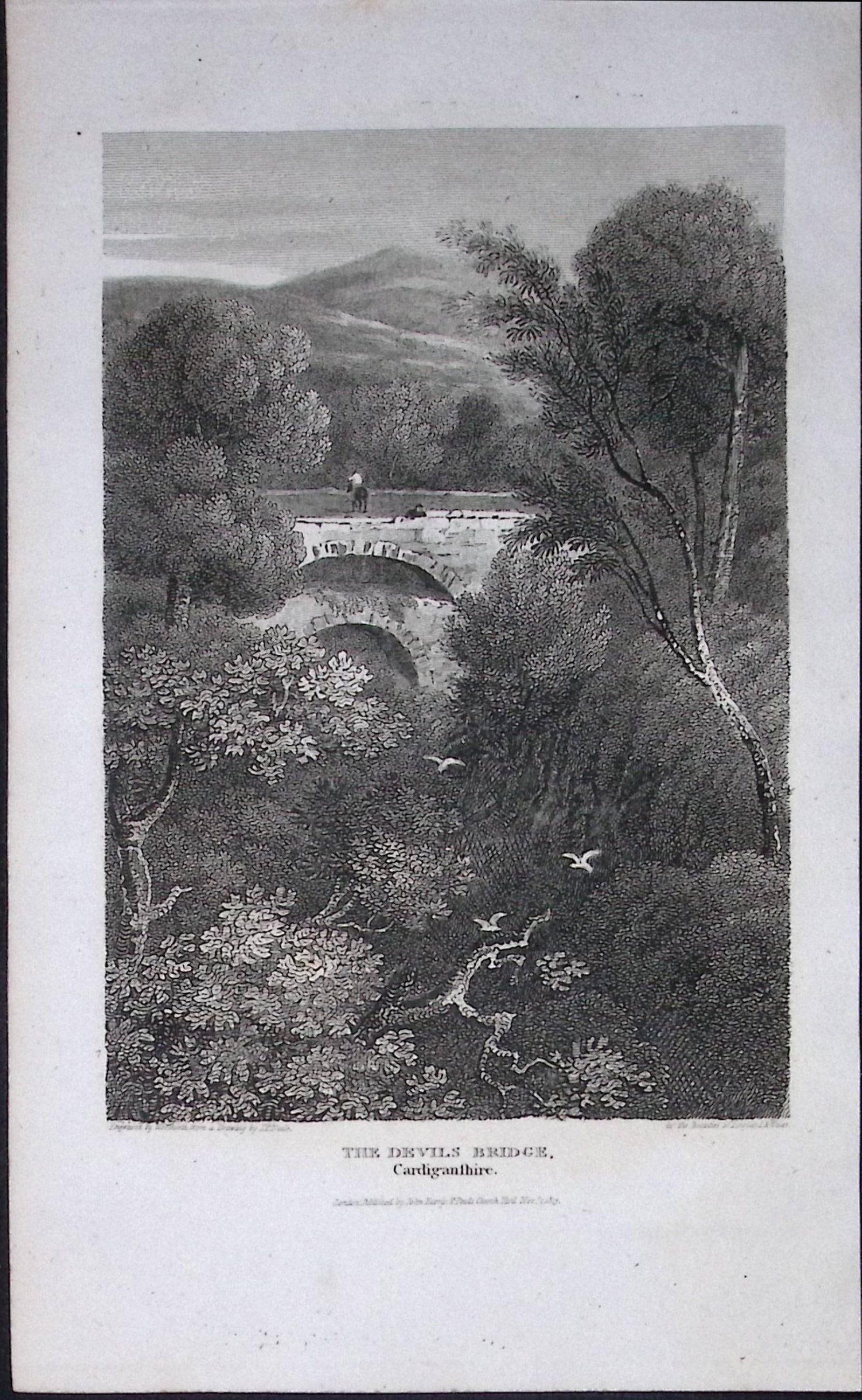 The Devils Bridge Cardiganshire Wales 211 Years-Old Georgian Steel-Engraving-471 (1 of 2)
