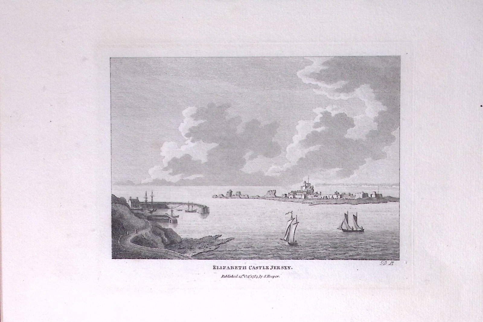 Jersey Elizabeth Castle Francis Grose Rare 240 Years-Old Copper Engraving-15: Title: Jersey Elizabeth Castle Francis Grose Rare 240 Years-Old Copper Engraving-15 Description: This Antique Book Plates Was Removed from an 8 Volume Edition. Francis Grose's Antiquities of England