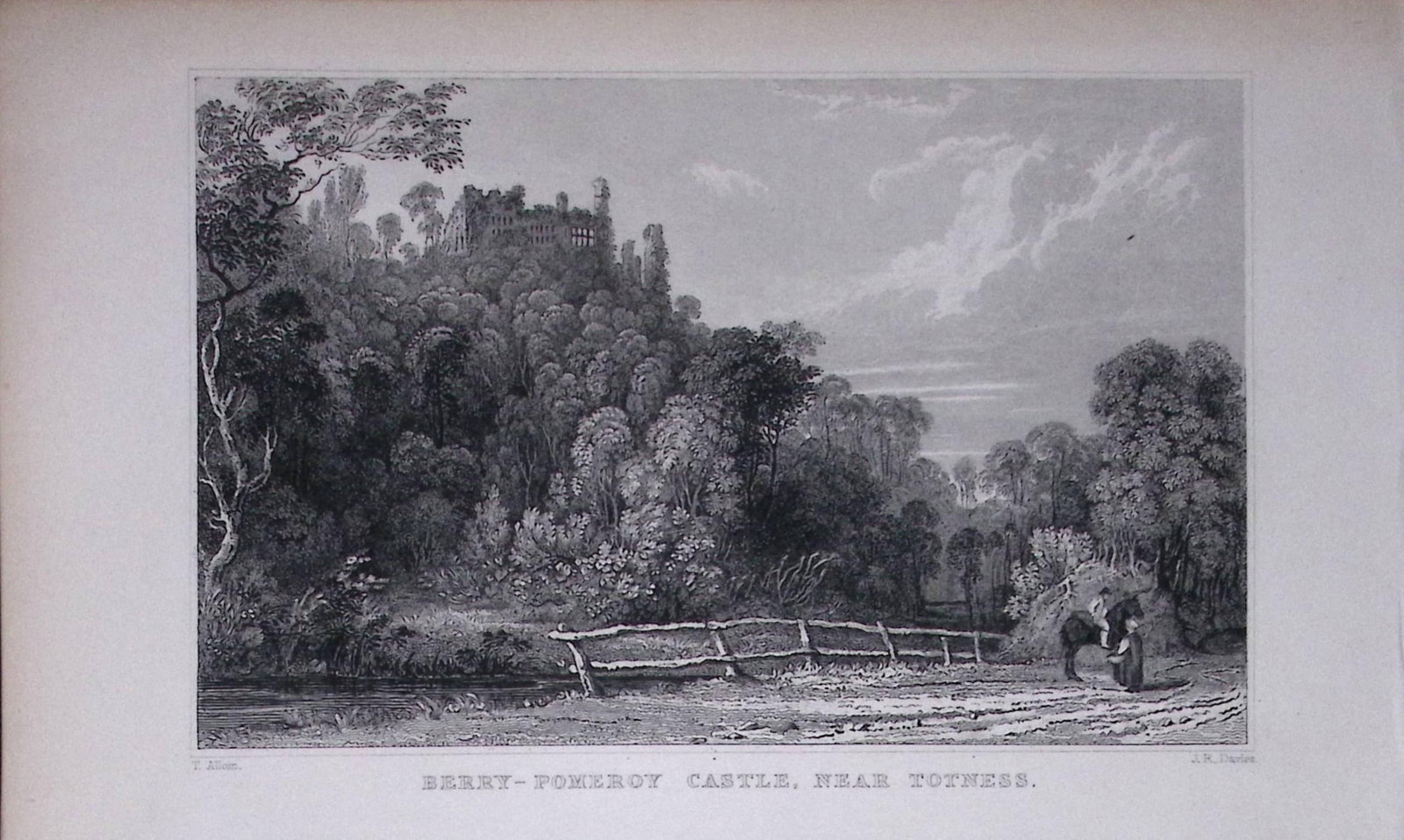 Berry-Pomeroy Totnes Devonshire Antique 193 Years-Old Steel-Engraving-34: Title: Berry-Pomeroy Totnes Devonshire Antique 193 Years-Old Steel-Engraving-34 Description: This Antique Steel Engraving Was Removed from a 193-Year-Old Edition of. Devon and Cornwall Illustrated in