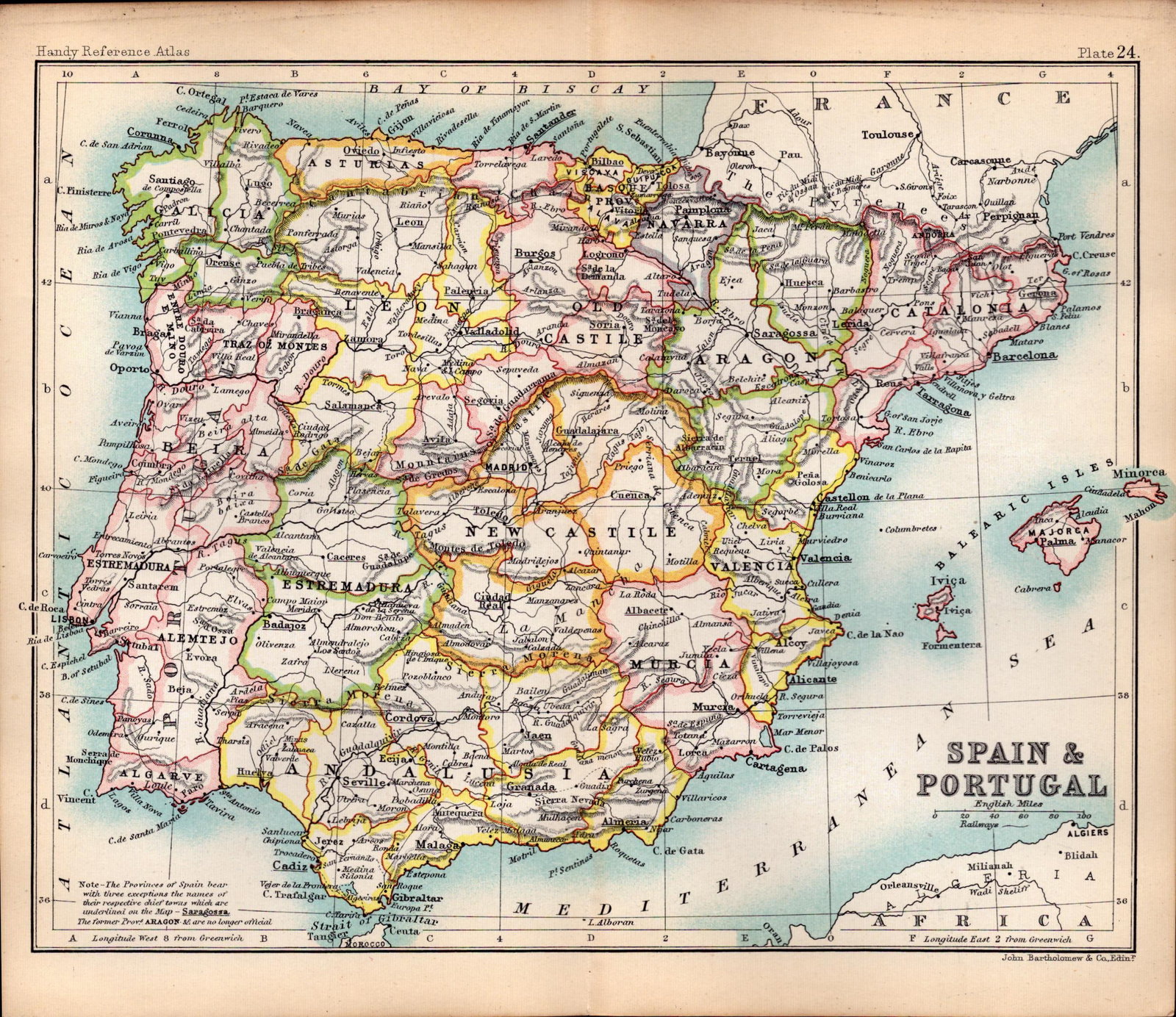 Spain Gibraltar Portugal Double Sided Antique 1898 Map. (1 of 3)