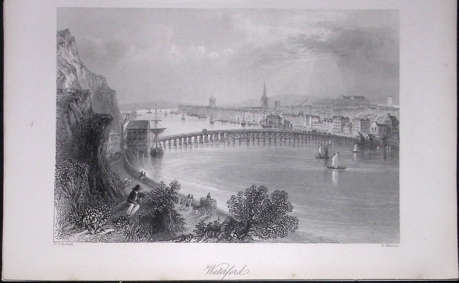 Ireland View the City of Waterford Antique 183 Years-Old Steel-Engraving-36.: Title: Ireland View the City of Waterford Antique 183 Years-Old Steel-Engraving-36. Description: Ireland View the City of Waterford Antique 183 Years-Old Steel-Engraving-36. The Scenery and