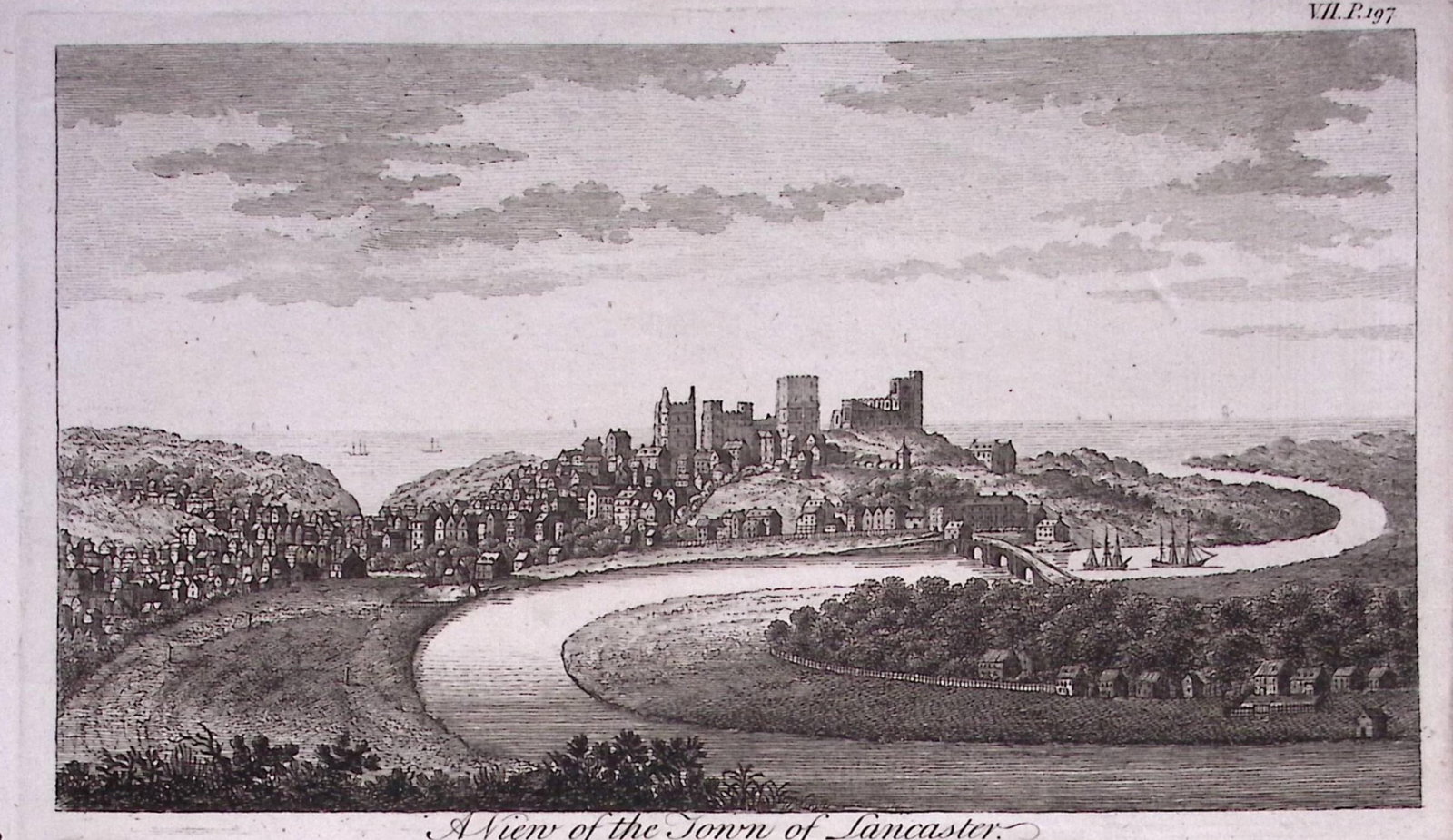 City of Lancaster Lancashire Rare Georgian Copper Plate Antique Engraving 1776-21: Title: City of Lancaster Lancashire Rare Georgian Copper Plate Antique Engraving 1776-21 Description: This Nearly 250-Year-Old Antique Piece Was Removed from an Edition of. A New Display of the