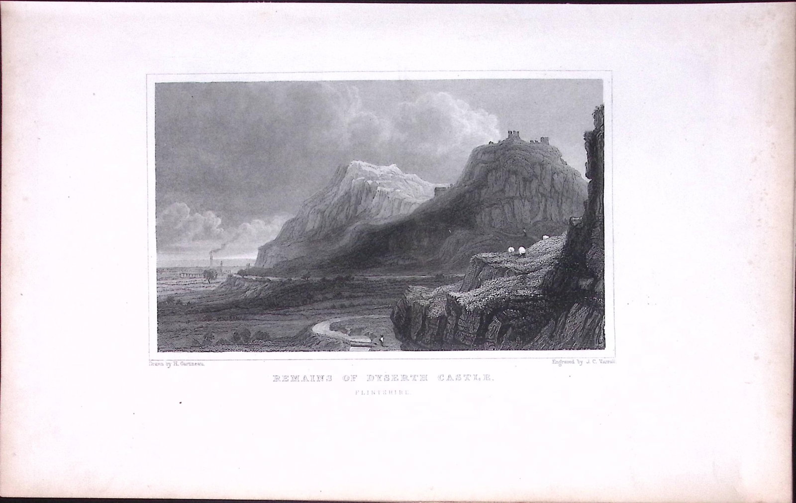 Wales Dyserth Castle Flintshire Antique 166-Year-Old Steel Engraving-22: Title: Wales Dyserth Castle Flintshire Antique 166-Year-Old Steel Engraving-22 Description: This Antique Steel Engraving Was Removed from a 166-Year-Old Edition of. B. B. Woodward’s The H