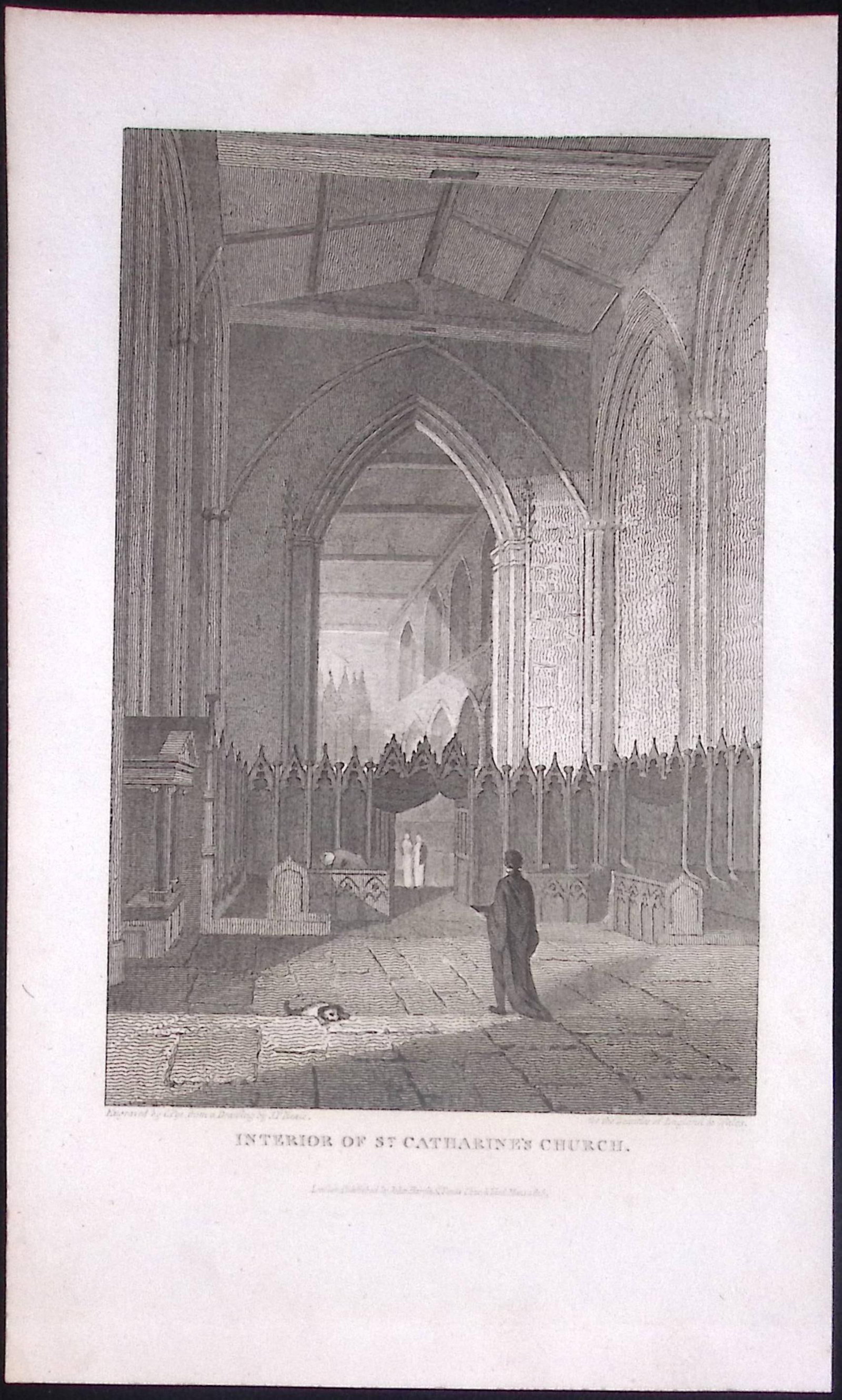 St Catherines Church London Antique 200 Years-Old Steel-Engraving-232 (1 of 2)
