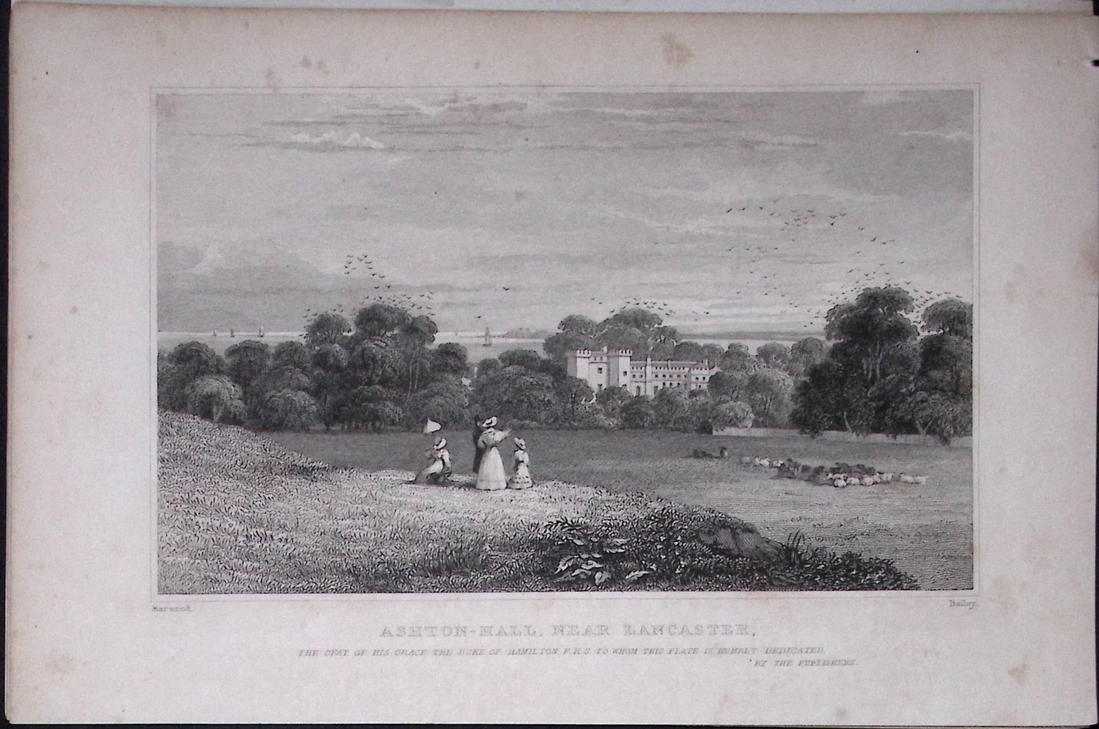 Lancaster Ashton Hall Antique 195 Years-Old Steel-Engraving-66 (1 of 2)