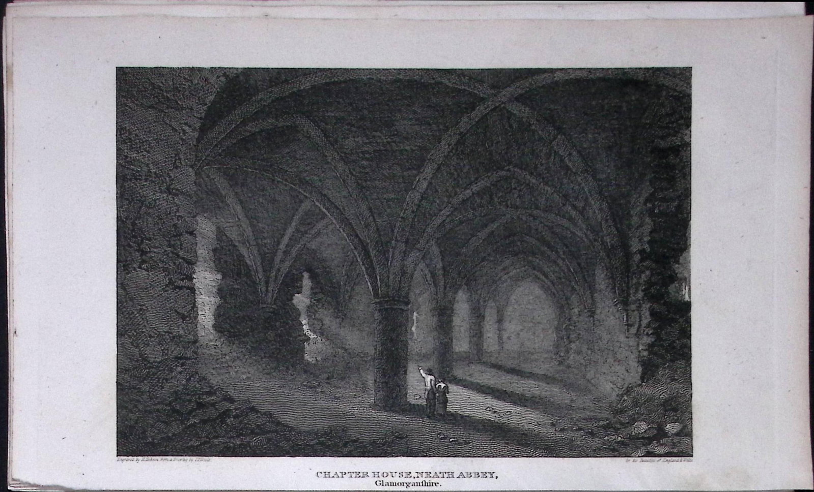 Neath Abbey Chapter Wales Antique 211 Years-Old Georgian Steel-Engraving-484 (1 of 2)