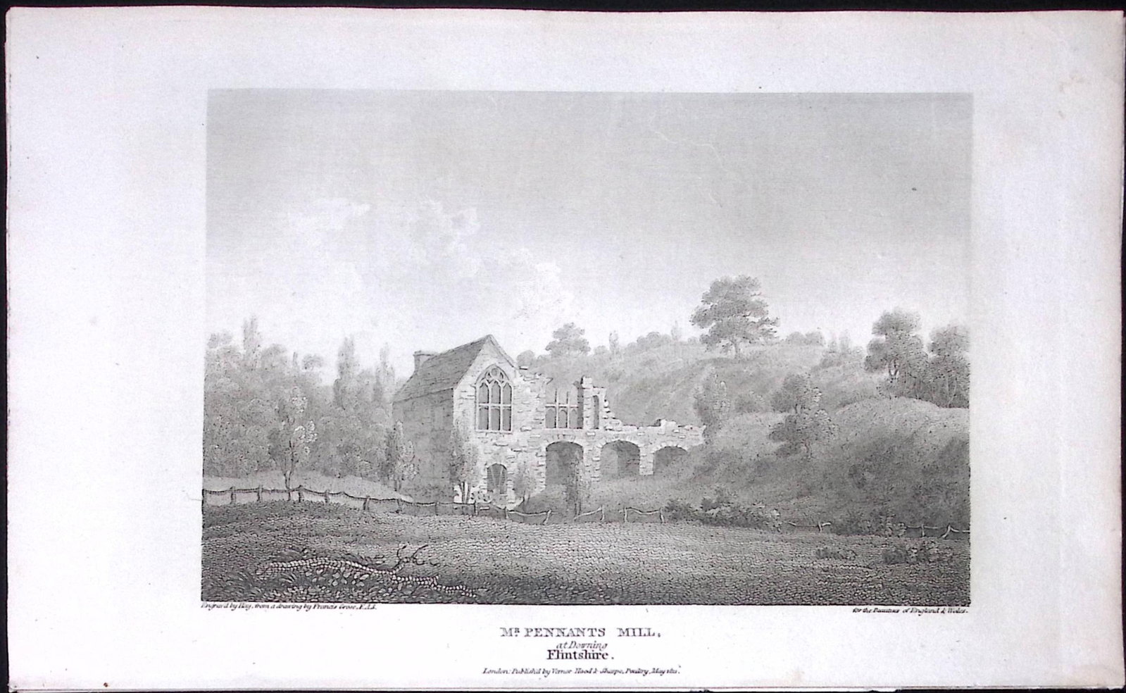 Pennants Mill Flintshire Wales Antique 213 Years-Old Georgian Steel-Engraving-202. (1 of 2)