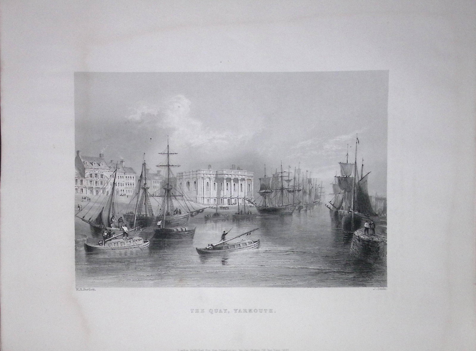 Yarmouth The Quayside WH Bartlett 1842 Antique Steel Engraving-203 This Steel Engraved Print Has... (1 of 1)