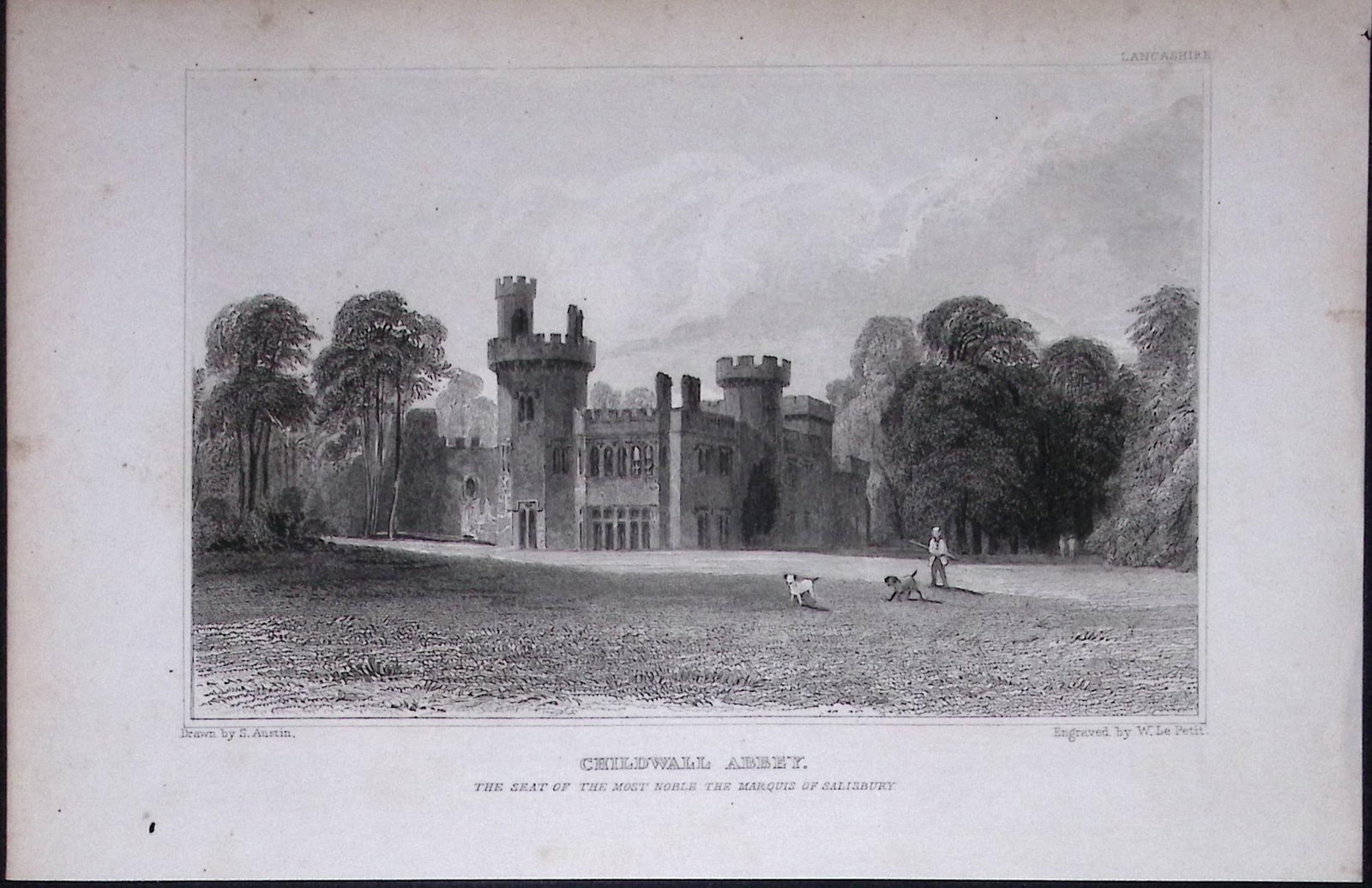 Liverpool Childwall Abbey Antique 195 Years-Old Steel-Engraving-56. (1 of 2)